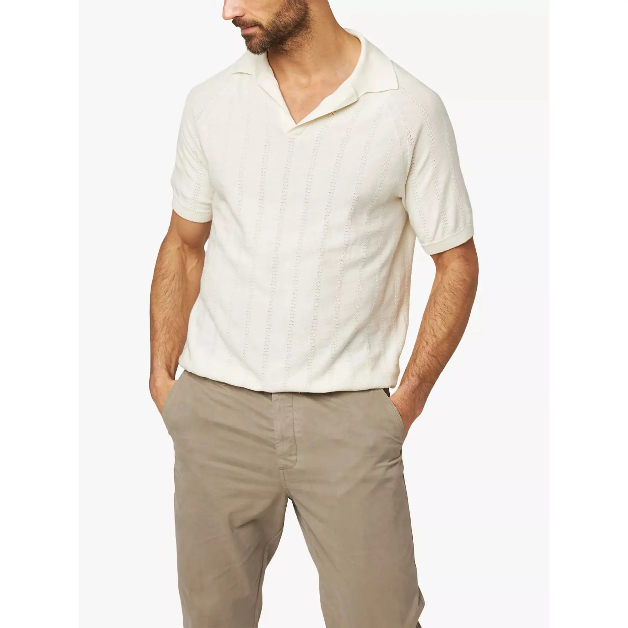 Product image 2 of 6 of Peregrine Men's Alma Seersucker Knitted Made In England Polo Shirt - White
