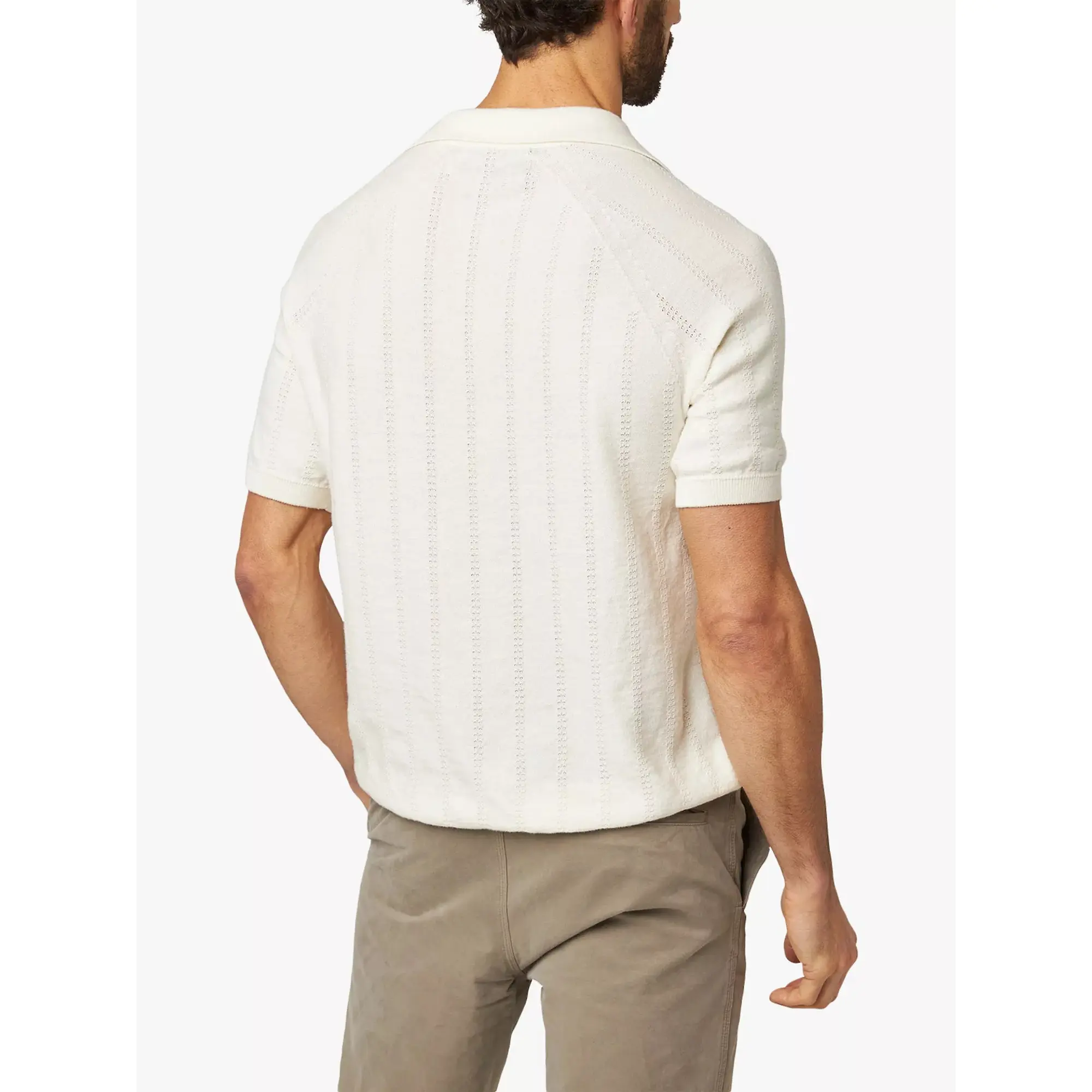 Product image 3 of 6 of Peregrine Men's Alma Seersucker Knitted Made In England Polo Shirt - White