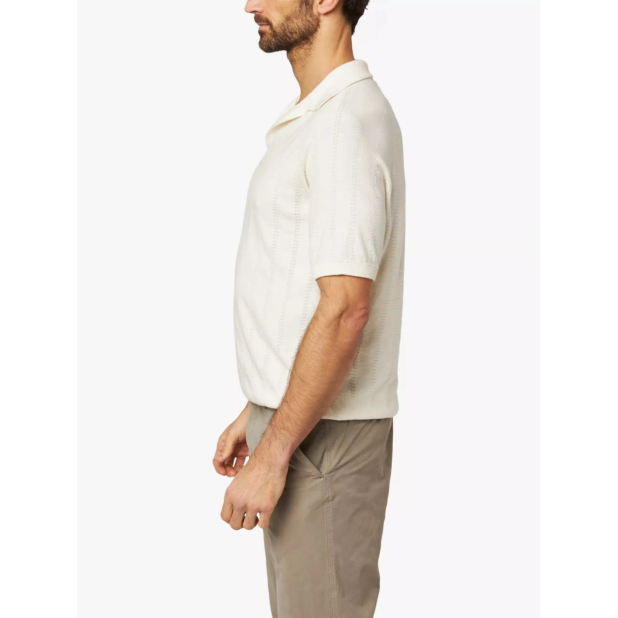 Product image 5 of 6 of Peregrine Men's Alma Seersucker Knitted Made In England Polo Shirt - White