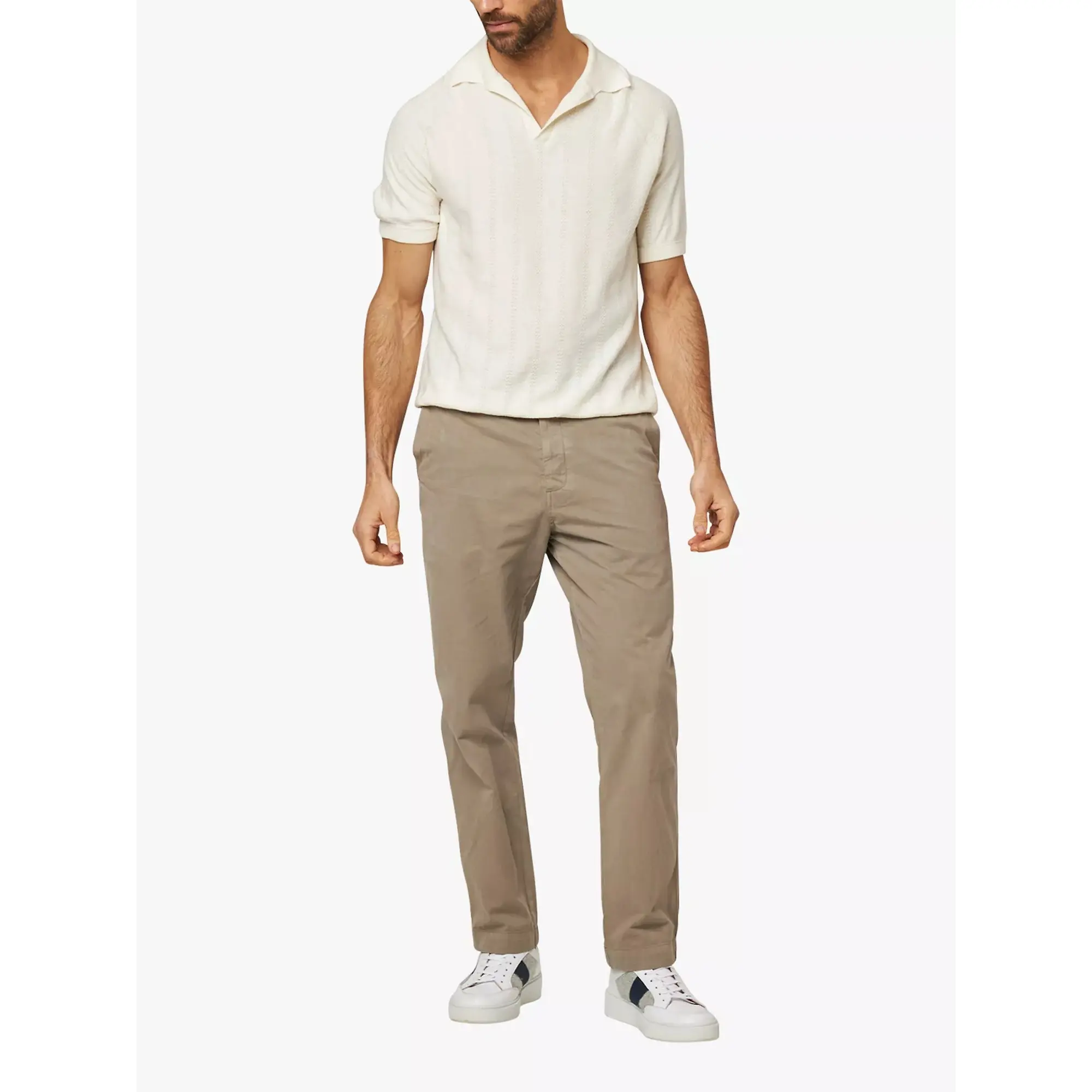 Product image 6 of 6 of Peregrine Men's Alma Seersucker Knitted Made In England Polo Shirt - White