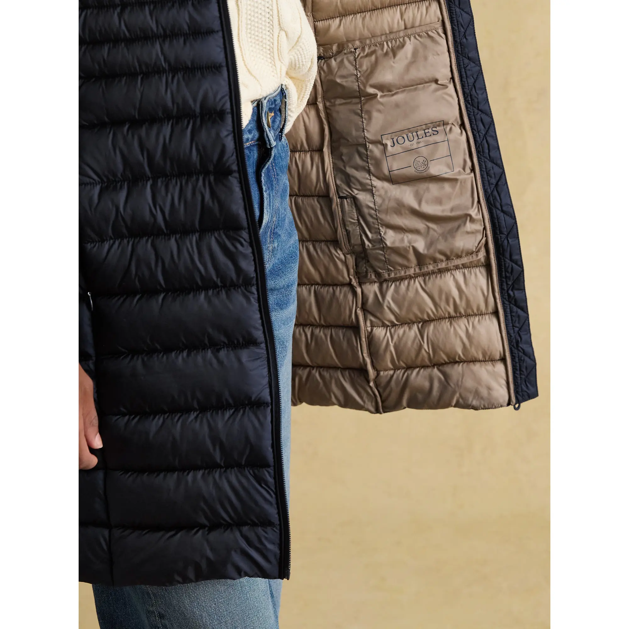 Product image 5 of 8 of Joules Women's Kenley Long Showerproof Padded Coat - Navy