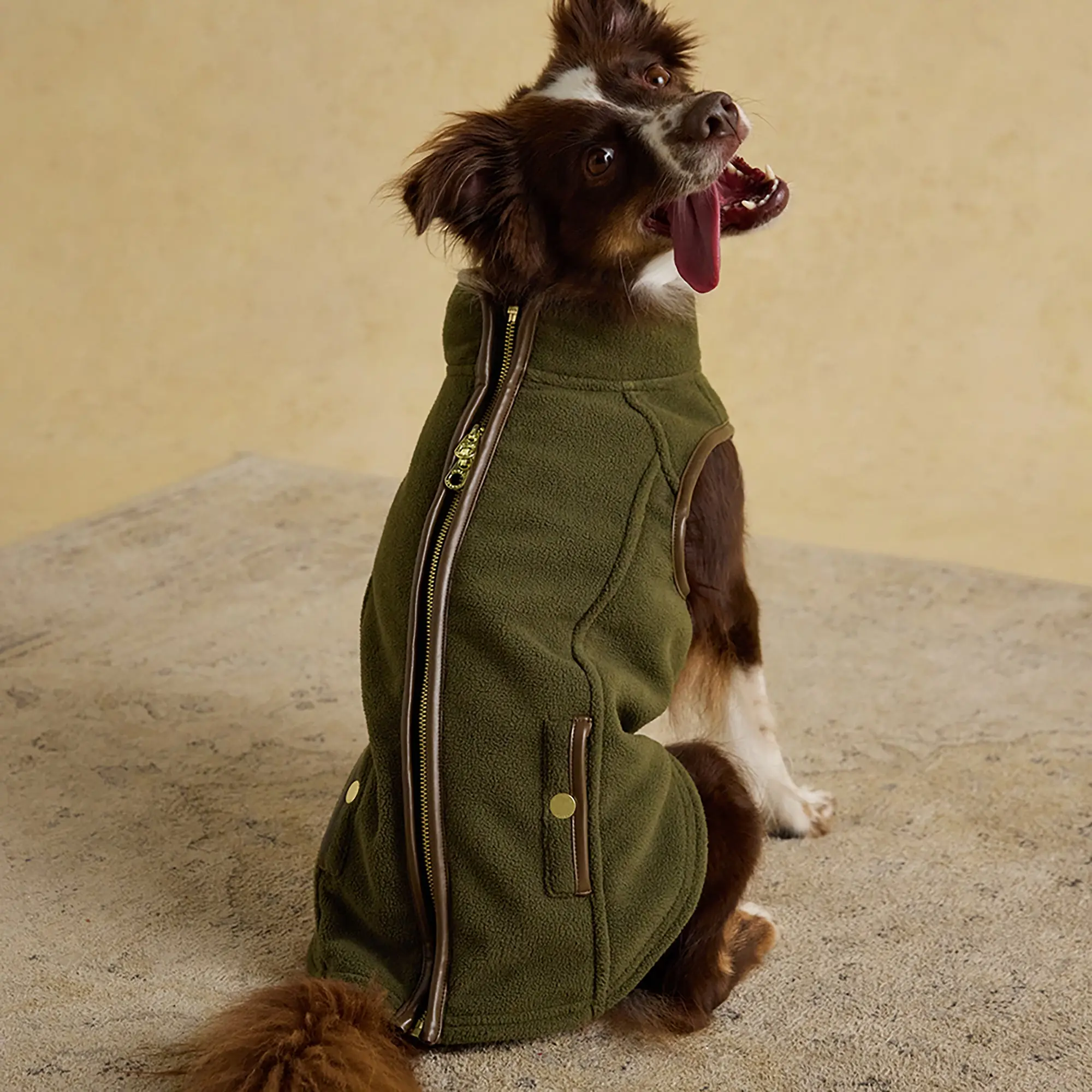 Product image 13 of 14 of Joules Fairbourne Fleece Dog Jacket - Khaki