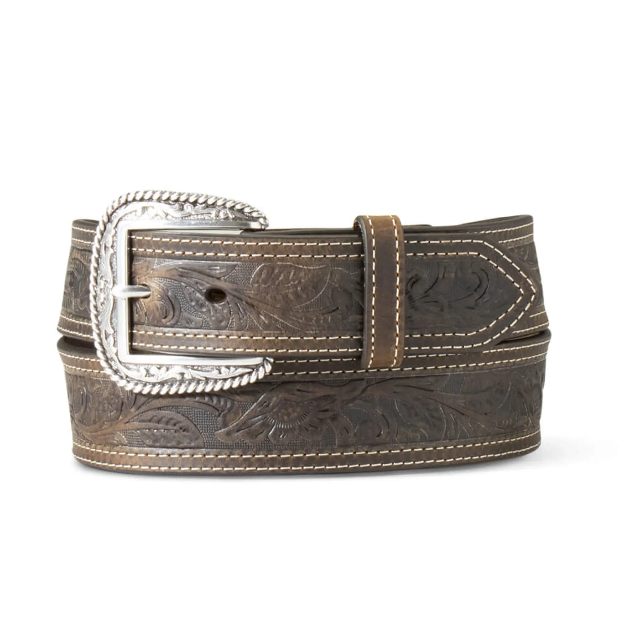 Product image 1 of 1 of Ariat Men's Tooled Double Stitched Belt - Brown
