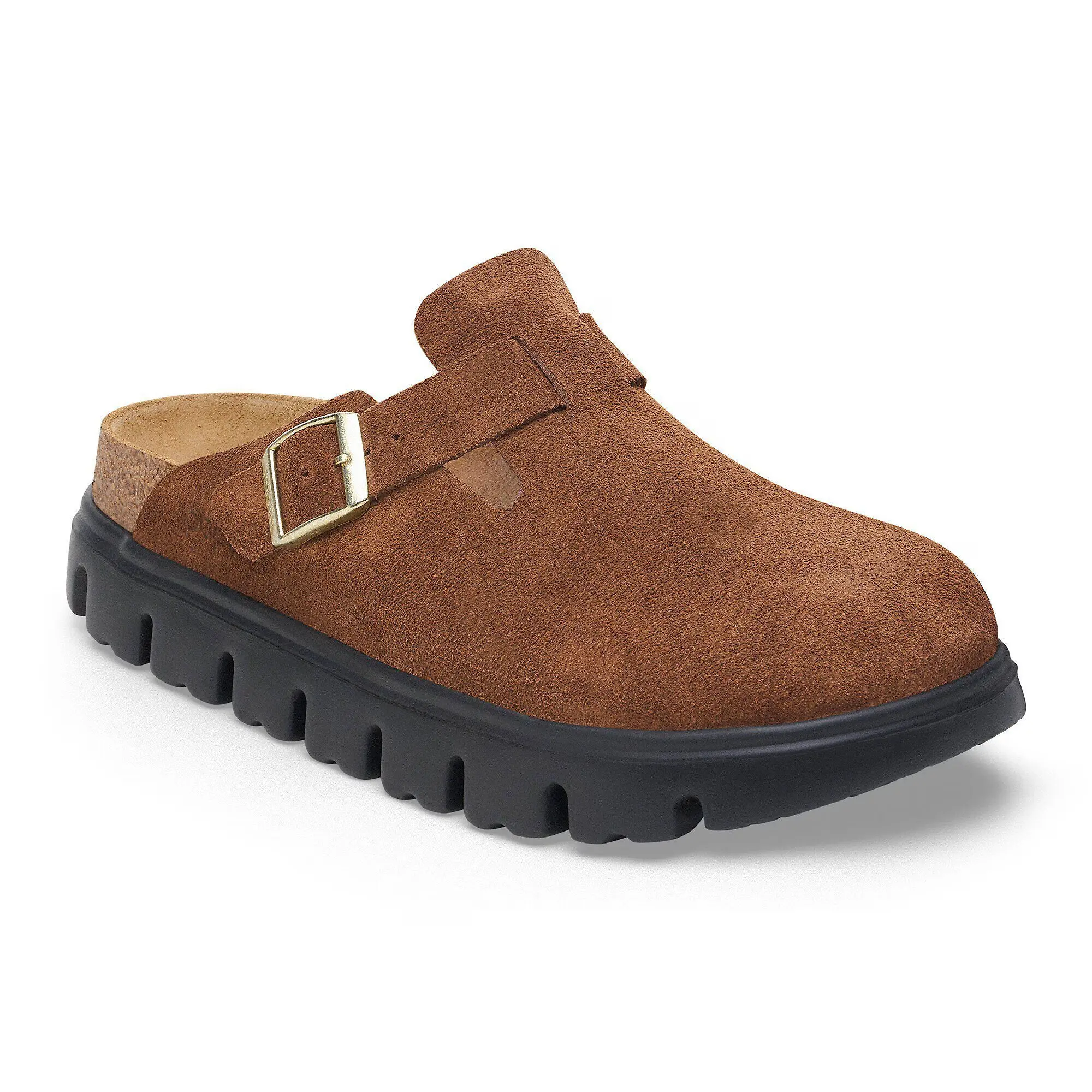 Product image 1 of 8 of Birkenstock Women's Boston Chunky Suede Leather Narrow Clogs - Dark Tea/ Black