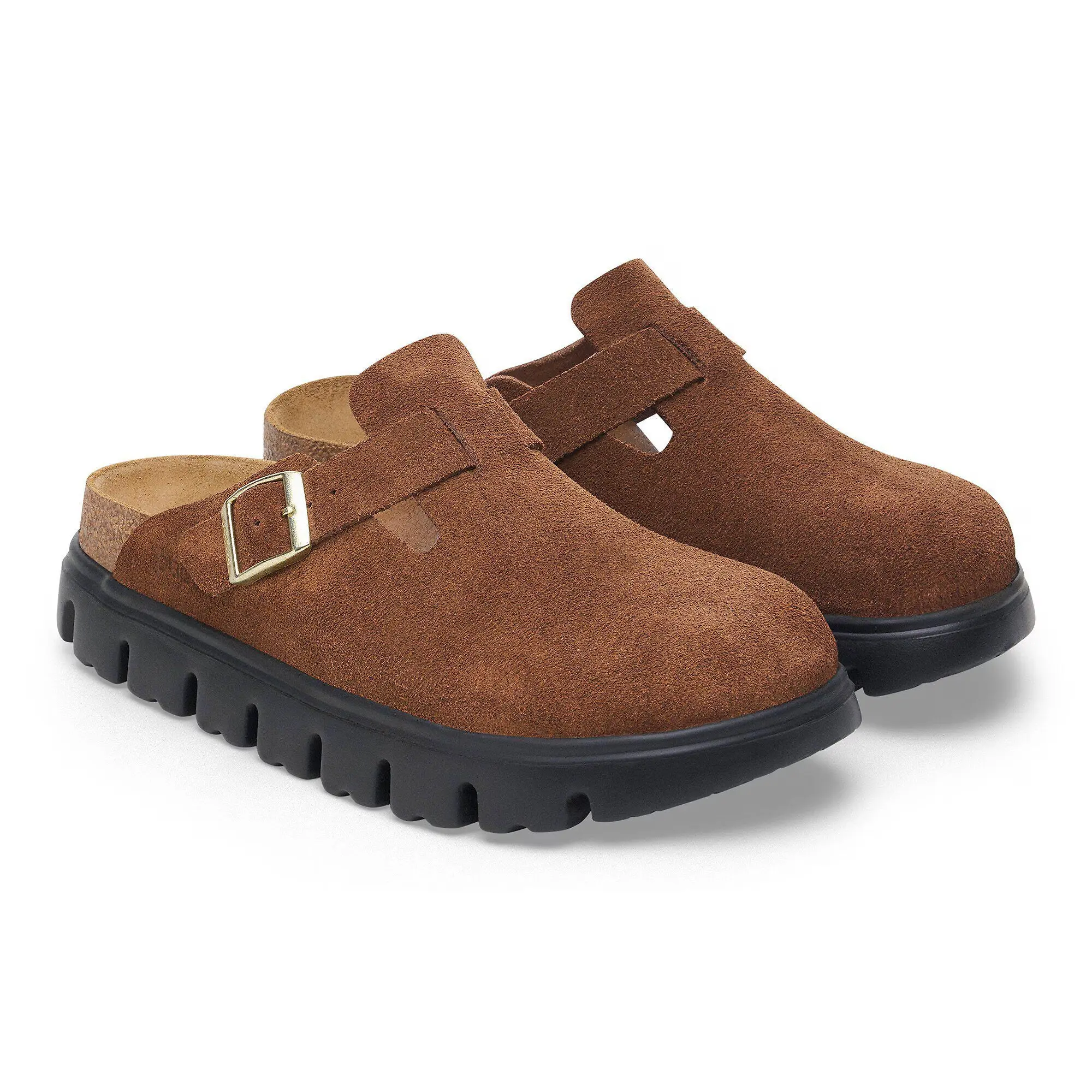 Product image 6 of 8 of Birkenstock Women's Boston Chunky Suede Leather Narrow Clogs - Dark Tea/ Black