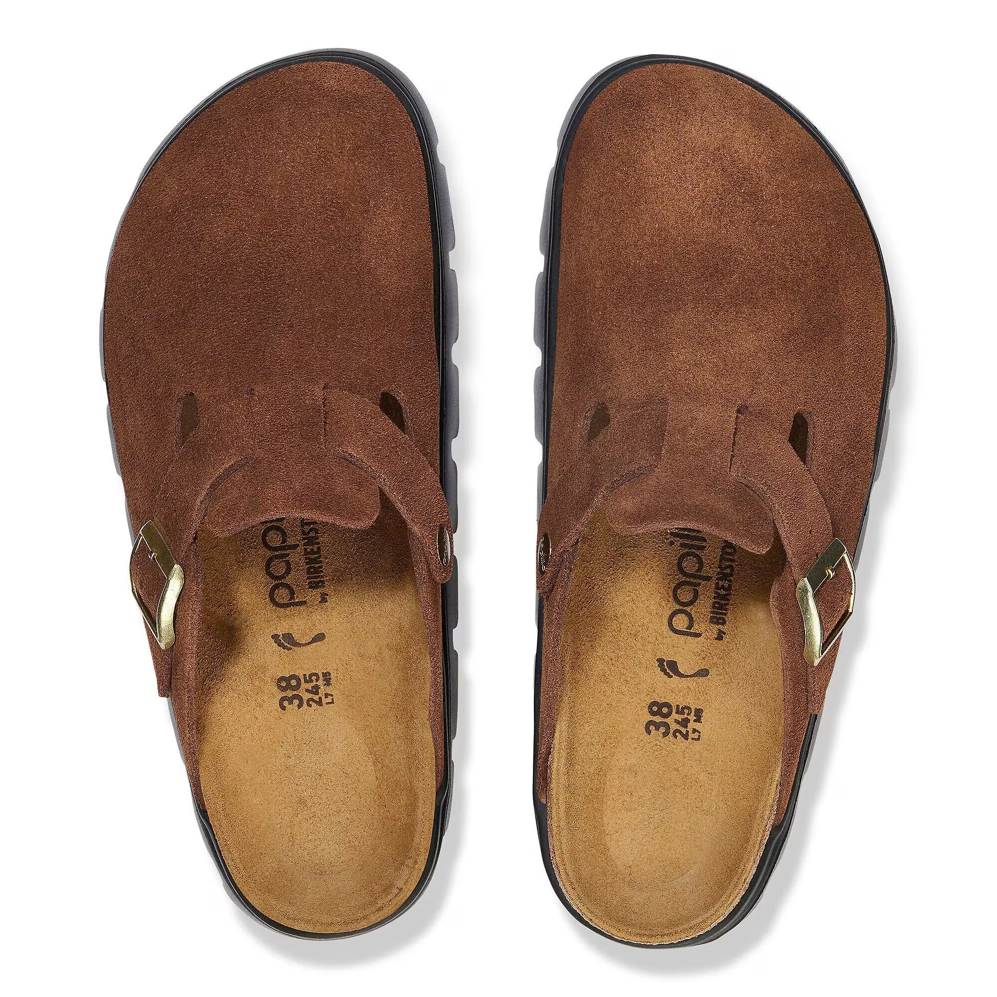 Product image 4 of 8 of Birkenstock Women's Boston Chunky Suede Leather Narrow Clogs - Dark Tea/ Black