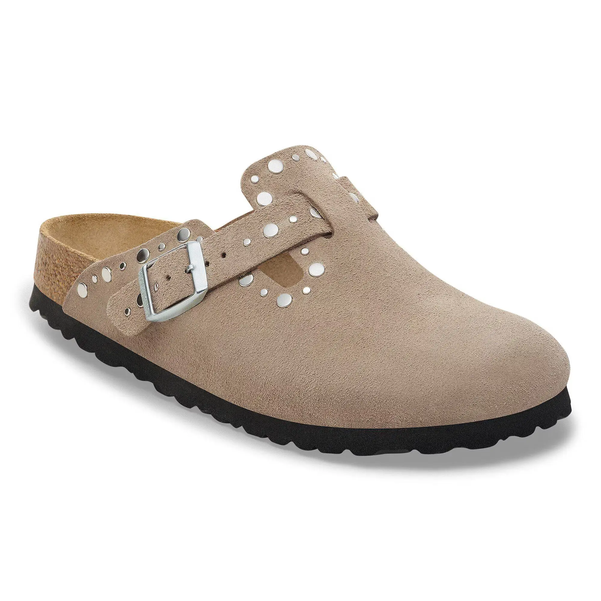 Product image 1 of 8 of Birkenstock Women's Boston Rivets Suede Leather Narrow Clogs - Taupe