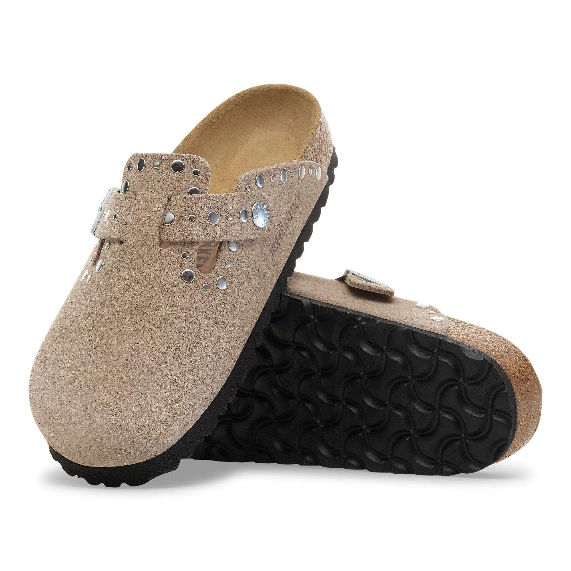 Product image 6 of 8 of Birkenstock Women's Boston Rivets Suede Leather Narrow Clogs - Taupe