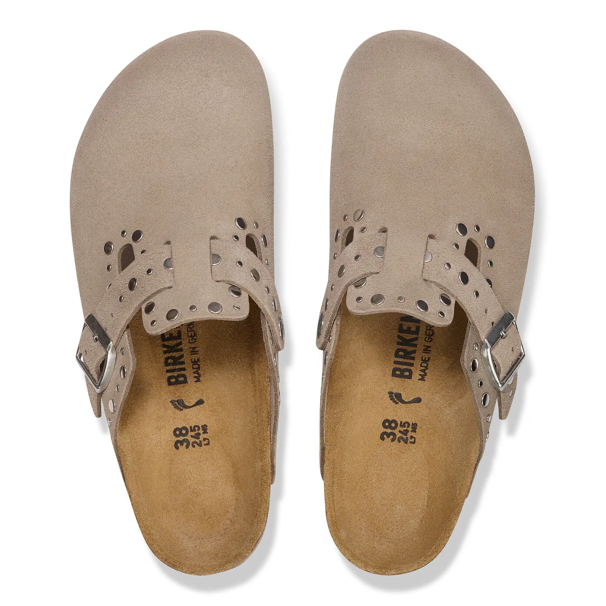 Product image 4 of 8 of Birkenstock Women's Boston Rivets Suede Leather Narrow Clogs - Taupe