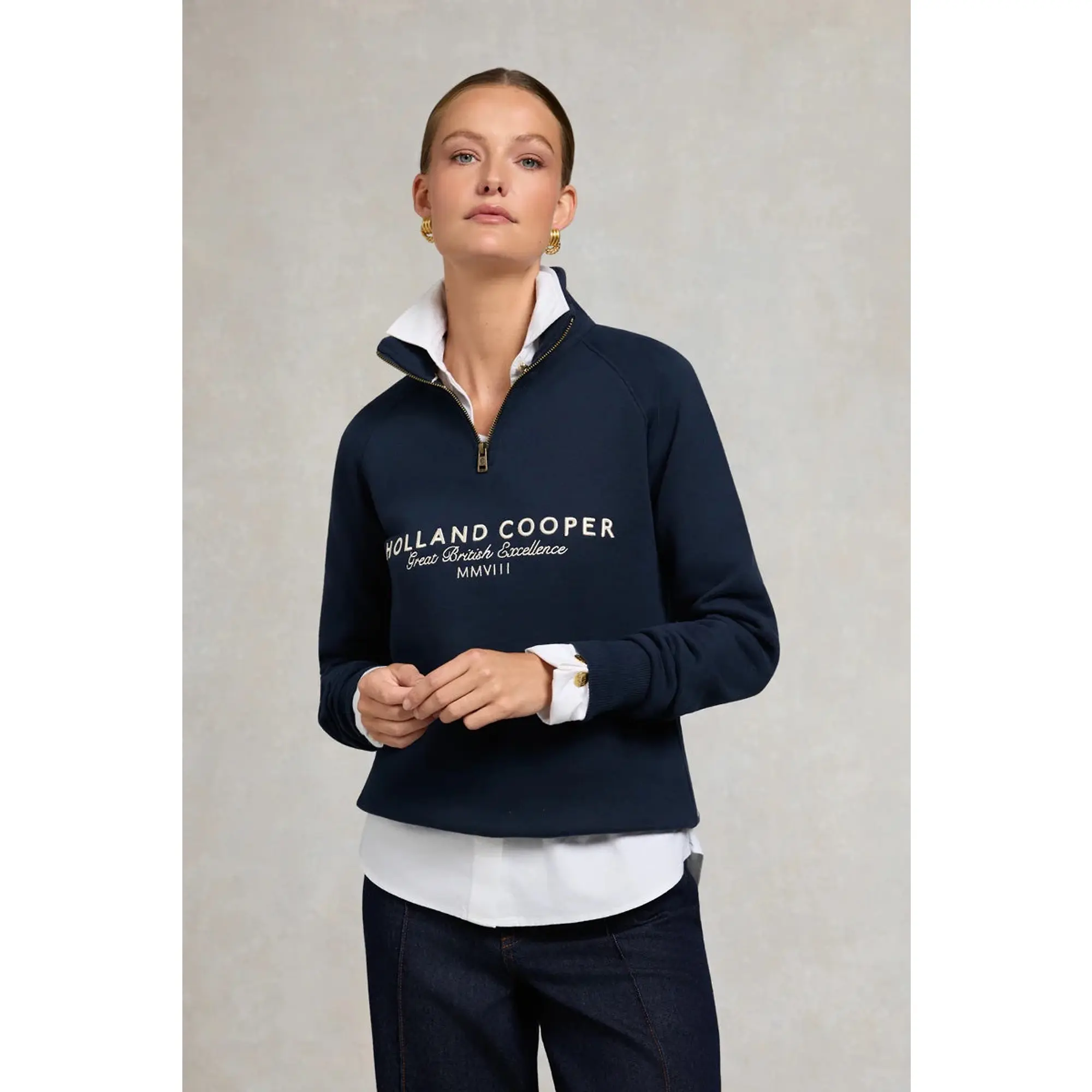 Product image 2 of 9 of Holland Cooper Women's Sporting Goods Zip Henley - Ink Navy