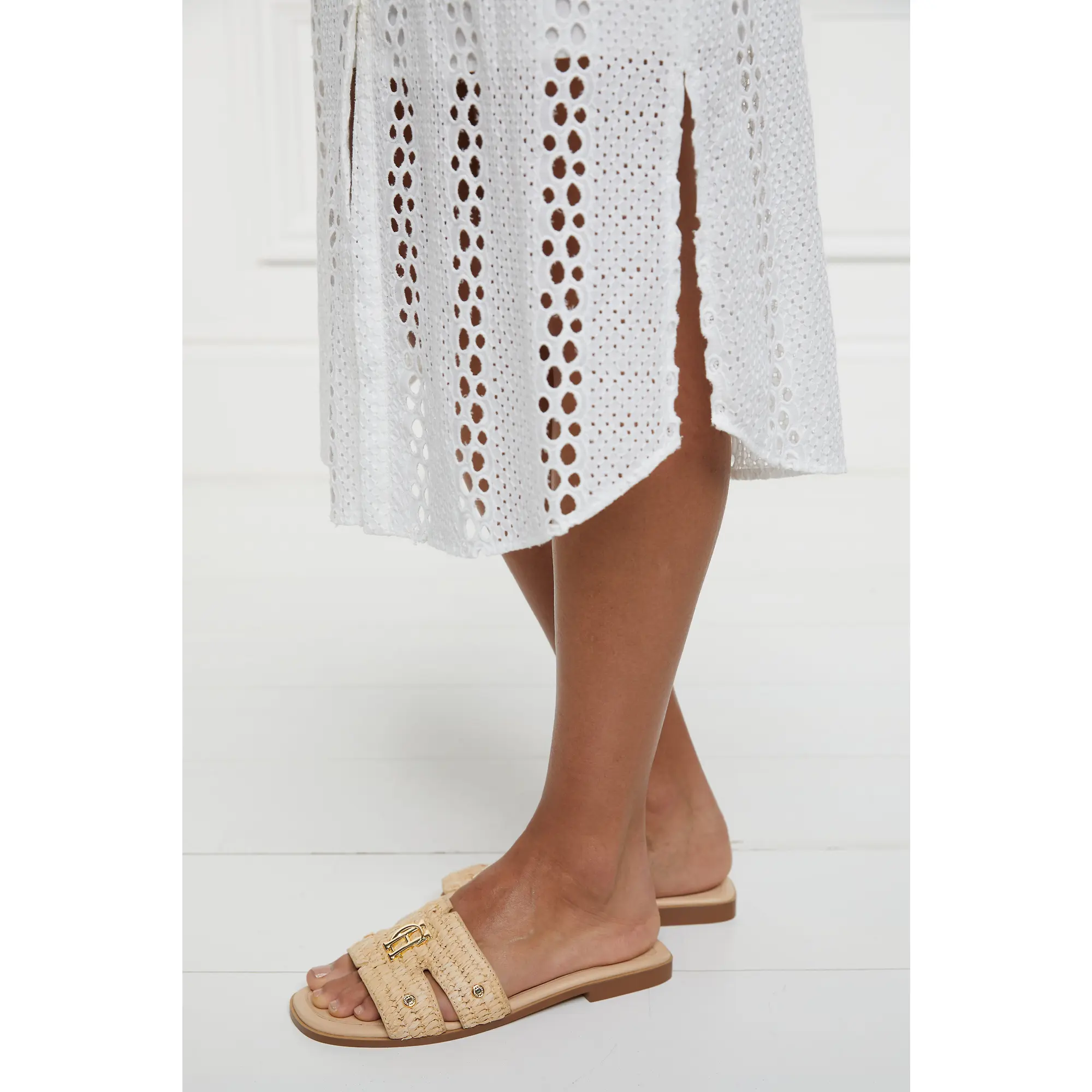 Product image 2 of 7 of Holland Cooper Women's Monogram Slides - Natural Straw