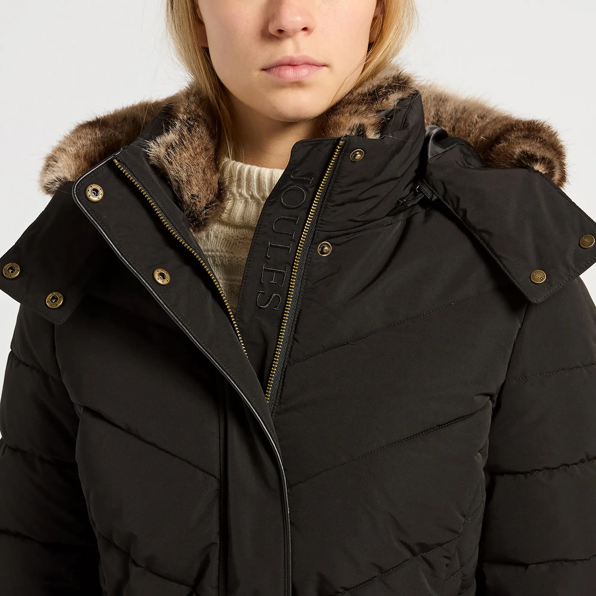 Product image 2 of 4 of Joules Women's Aspen Long Showerproof Padded Coat - Black