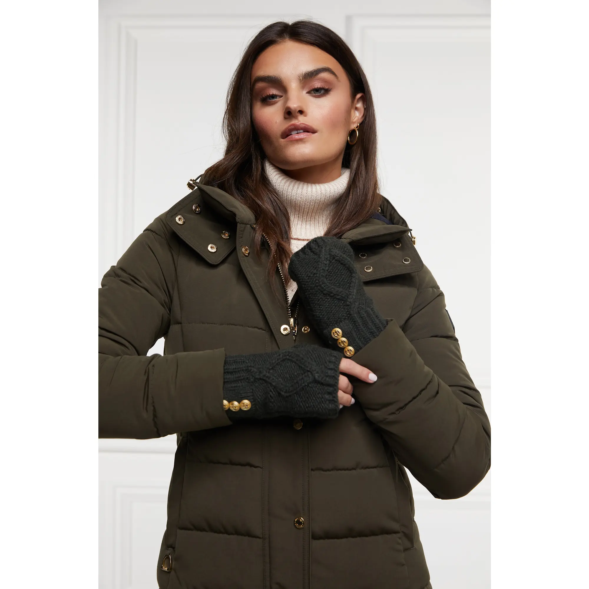 Product image 6 of 6 of Holland Cooper Women's Cortina Fingerless Gloves - Fern Green