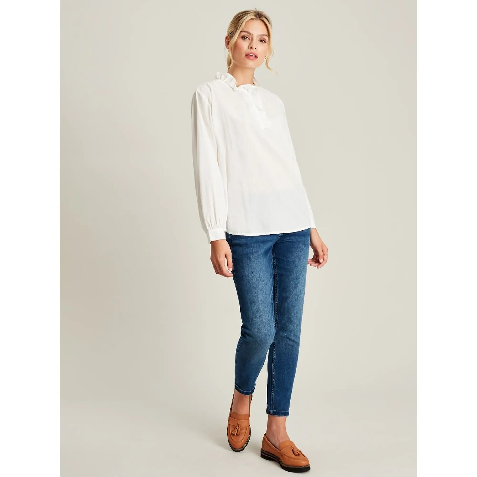 Product image 4 of 5 of Joules Women's Melanie Cotton Ruffle Blouse - White