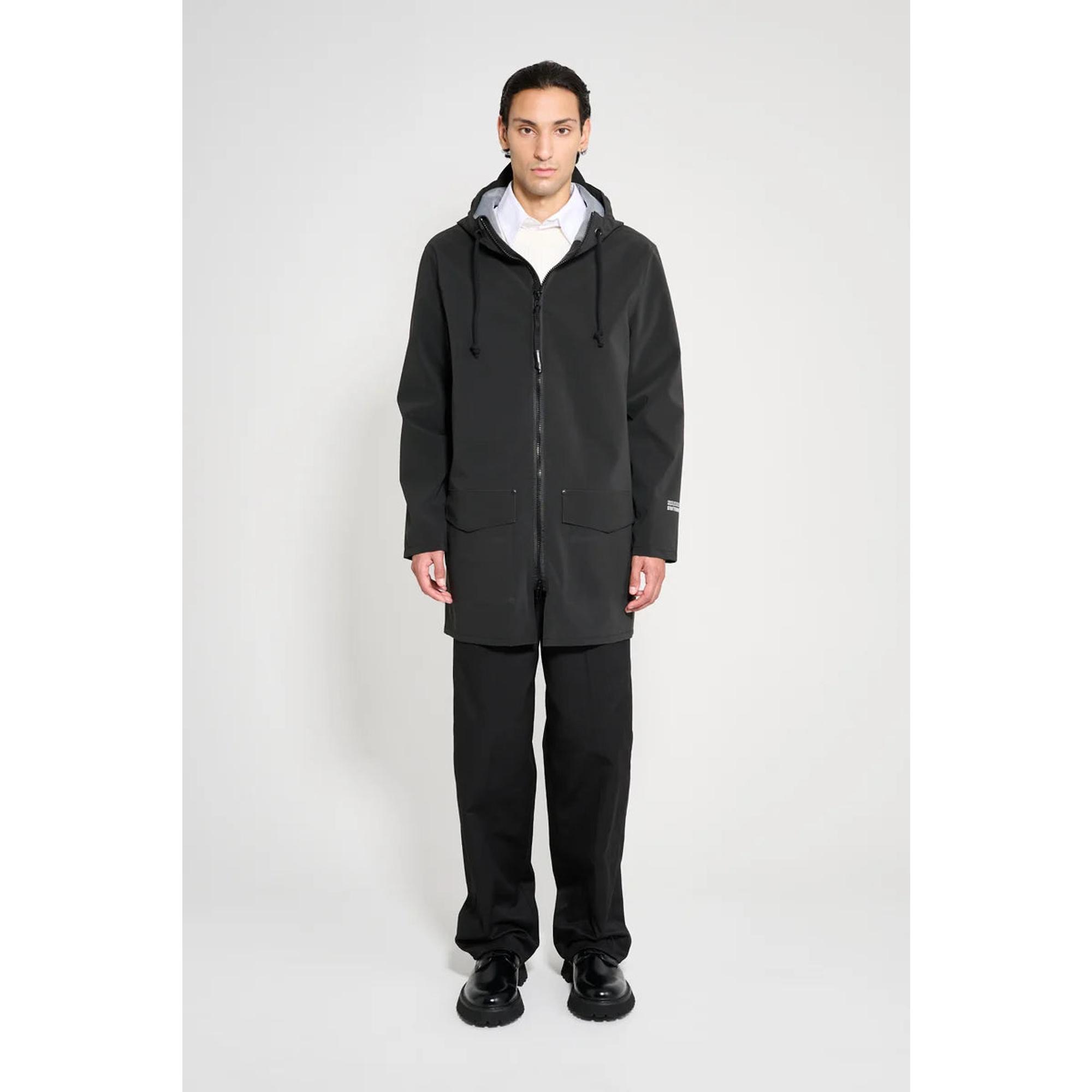 Stutterheim Stockholm Lightweight Patch Raincoat - Matte Black