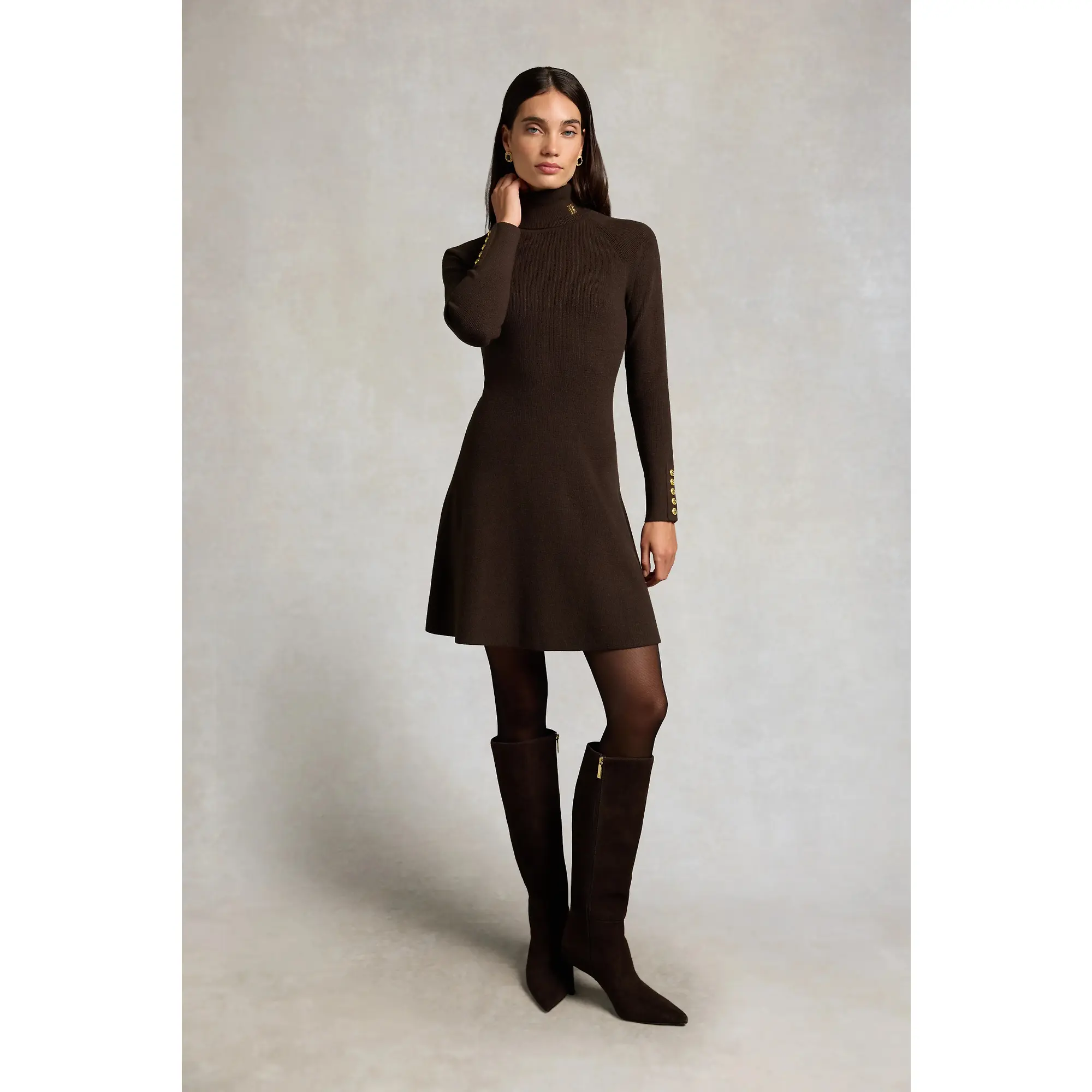 Product image 2 of 7 of Holland Cooper Women's Aspen Knitted Dress - Olive Brown