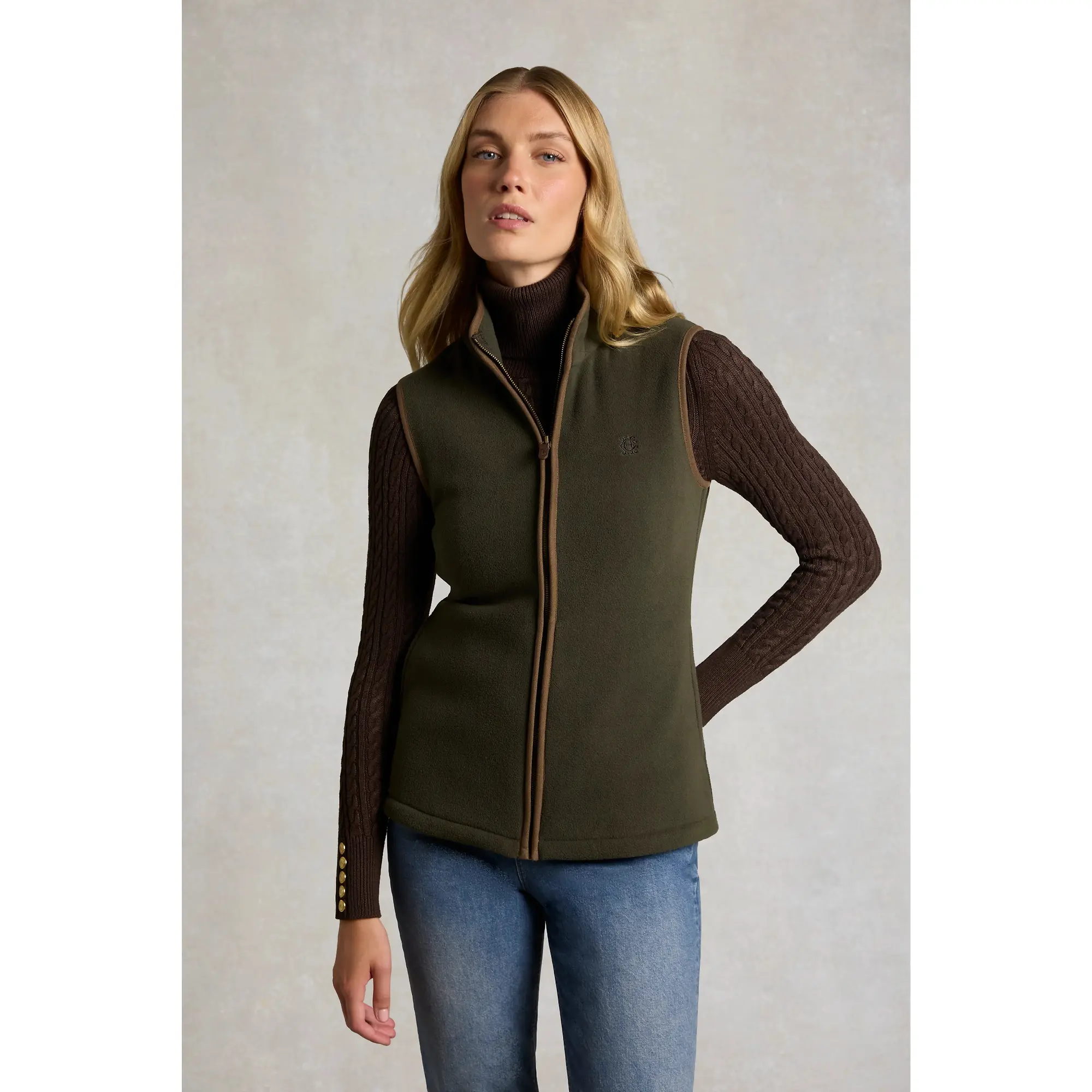Product image 2 of 7 of Holland Cooper Women's Country Fleece Gilet - Khaki Canvas