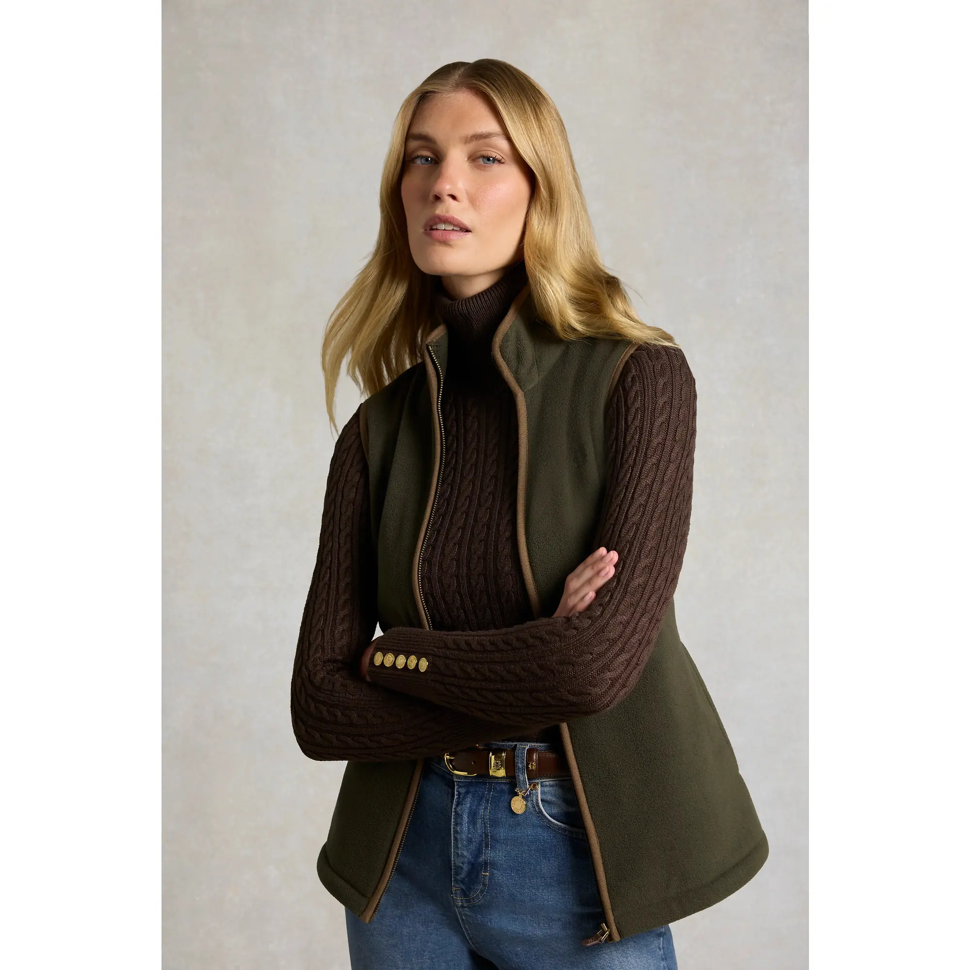 Product image 3 of 7 of Holland Cooper Women's Country Fleece Gilet - Khaki Canvas