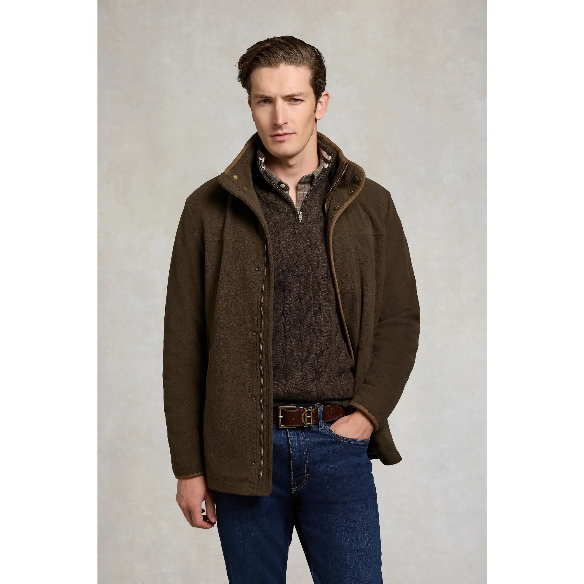 Product image 3 of 9 of Holland Cooper Men's Fleece Field Jacket - Khaki