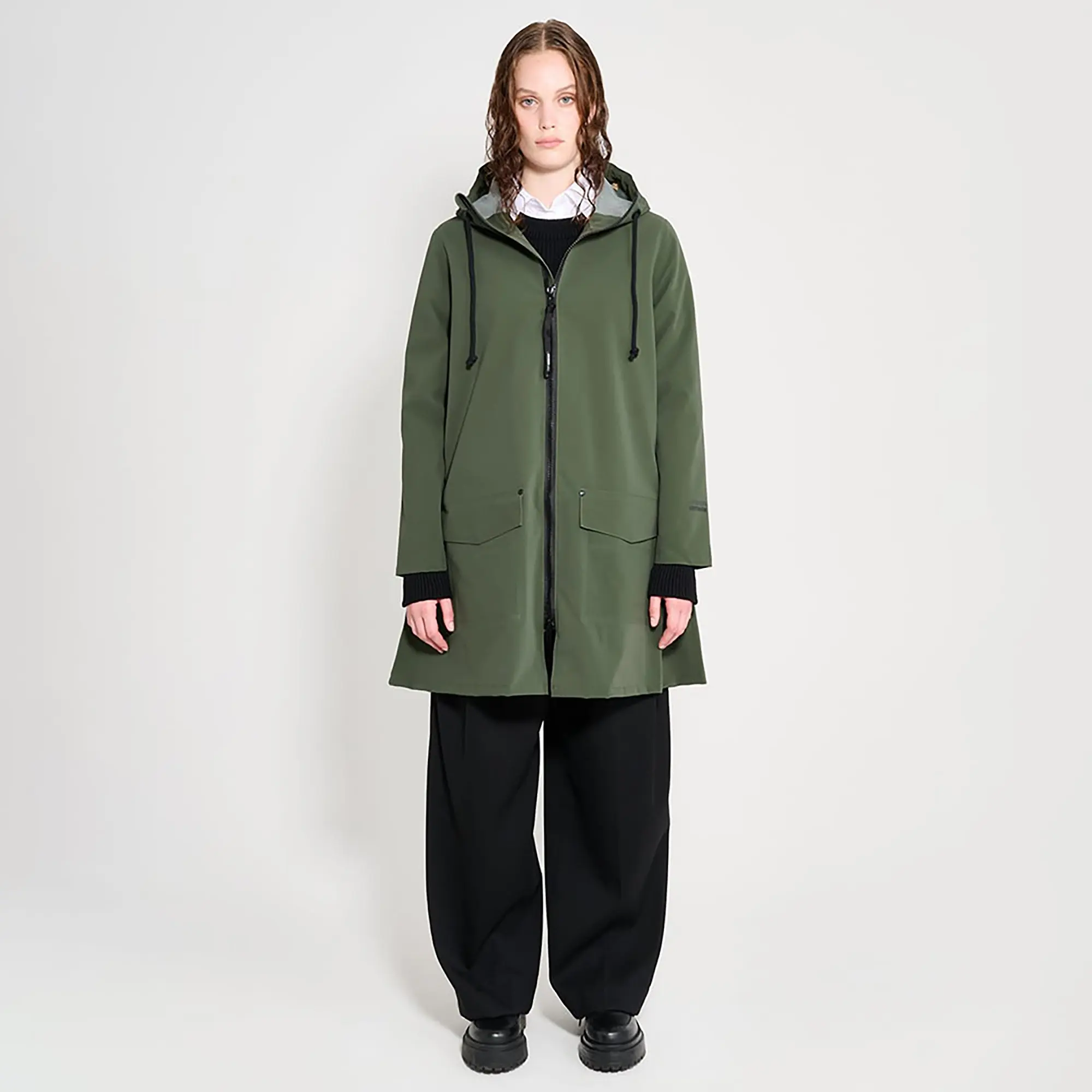 Product image 2 of 6 of Stutterheim Women's Mosebacke Lightweight Patch Raincoat - Matte Green