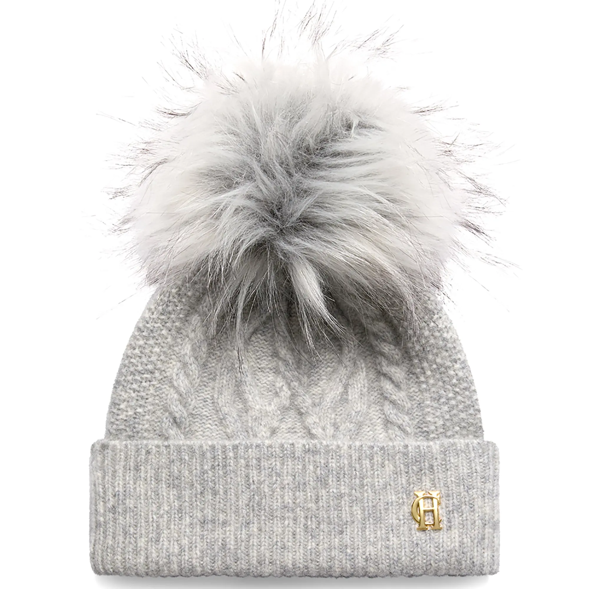 Product image 1 of 4 of Holland Cooper Sloane Cable Bobble Hat - Grey Marl