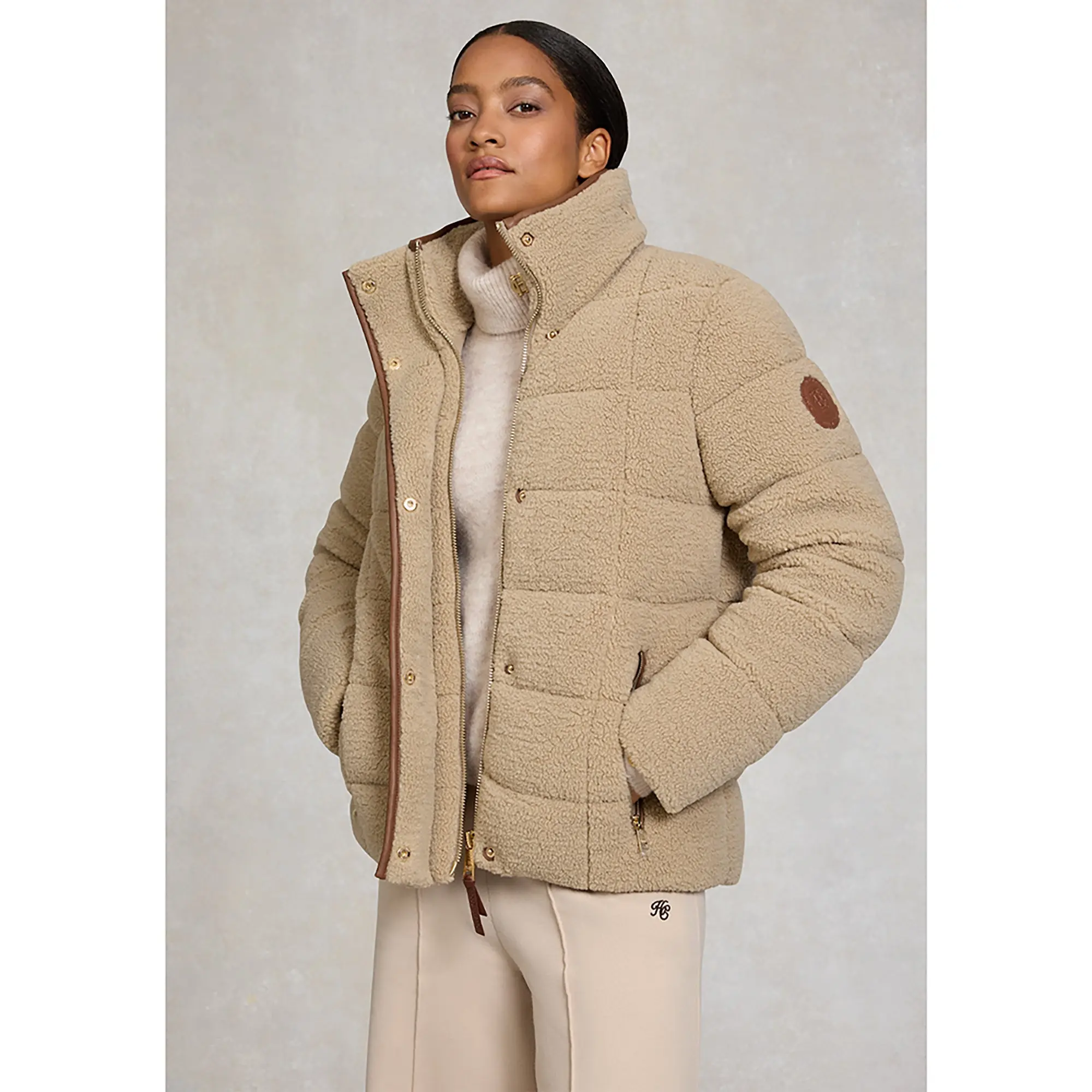 Product image 3 of 8 of Holland Cooper Women's Crawford Padded Jacket - Natural Borg