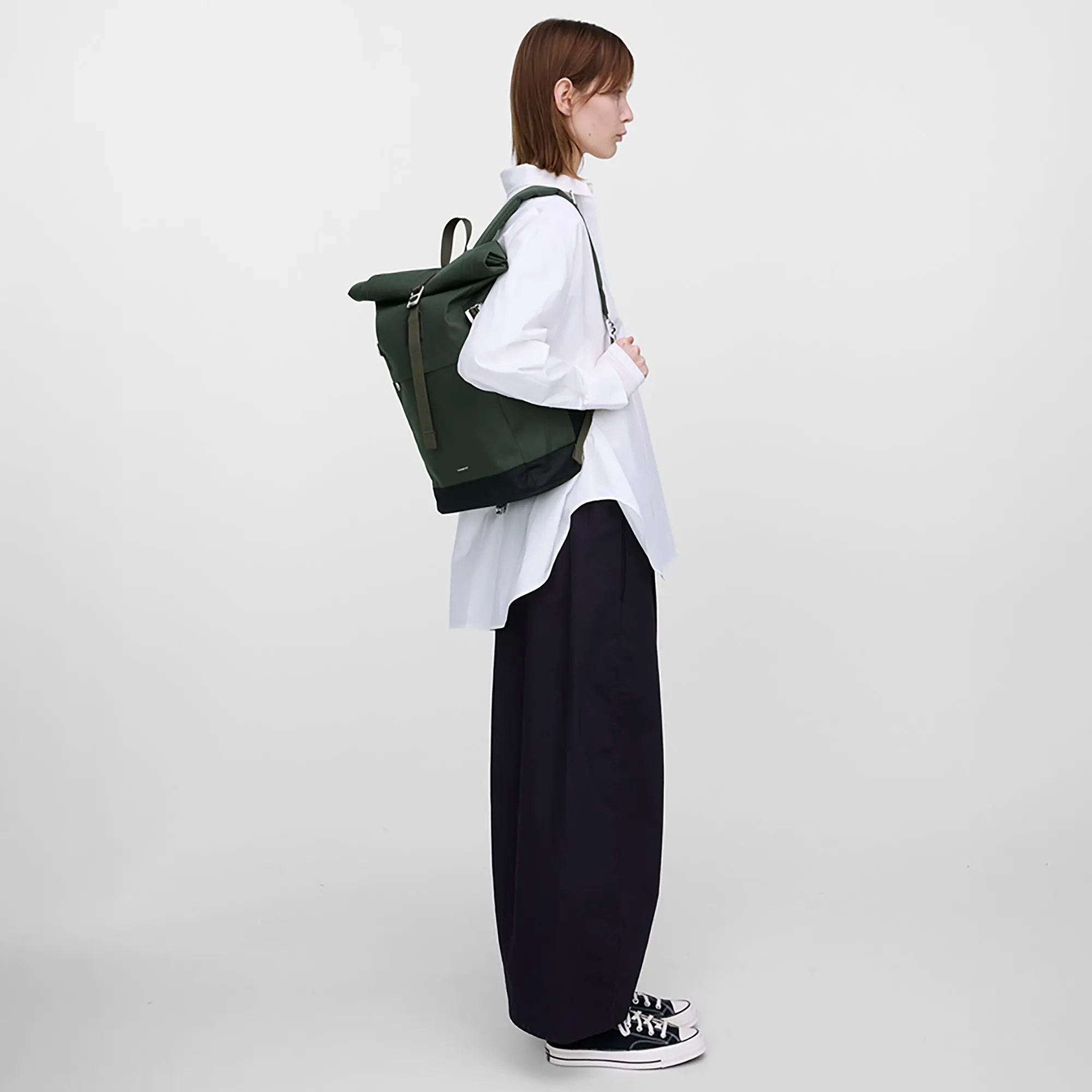 Product image 9 of 12 of Sandqvist Icon Rolltop Backpack M 23L 14" - Dawn Green/Dark Brown