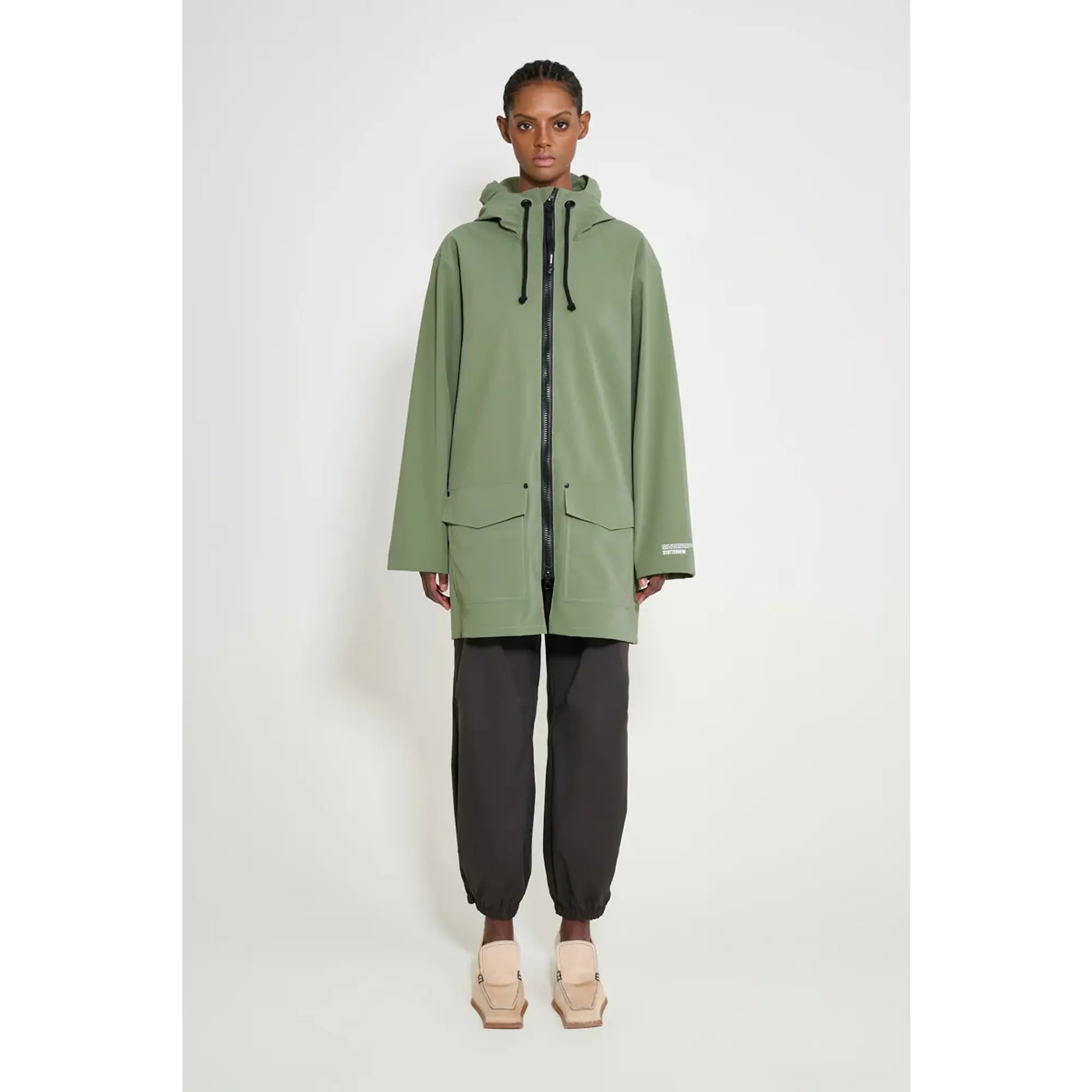 Product image 2 of 8 of Stutterheim Stockholm Lightweight Patch Raincoat - Matte Dry Green
