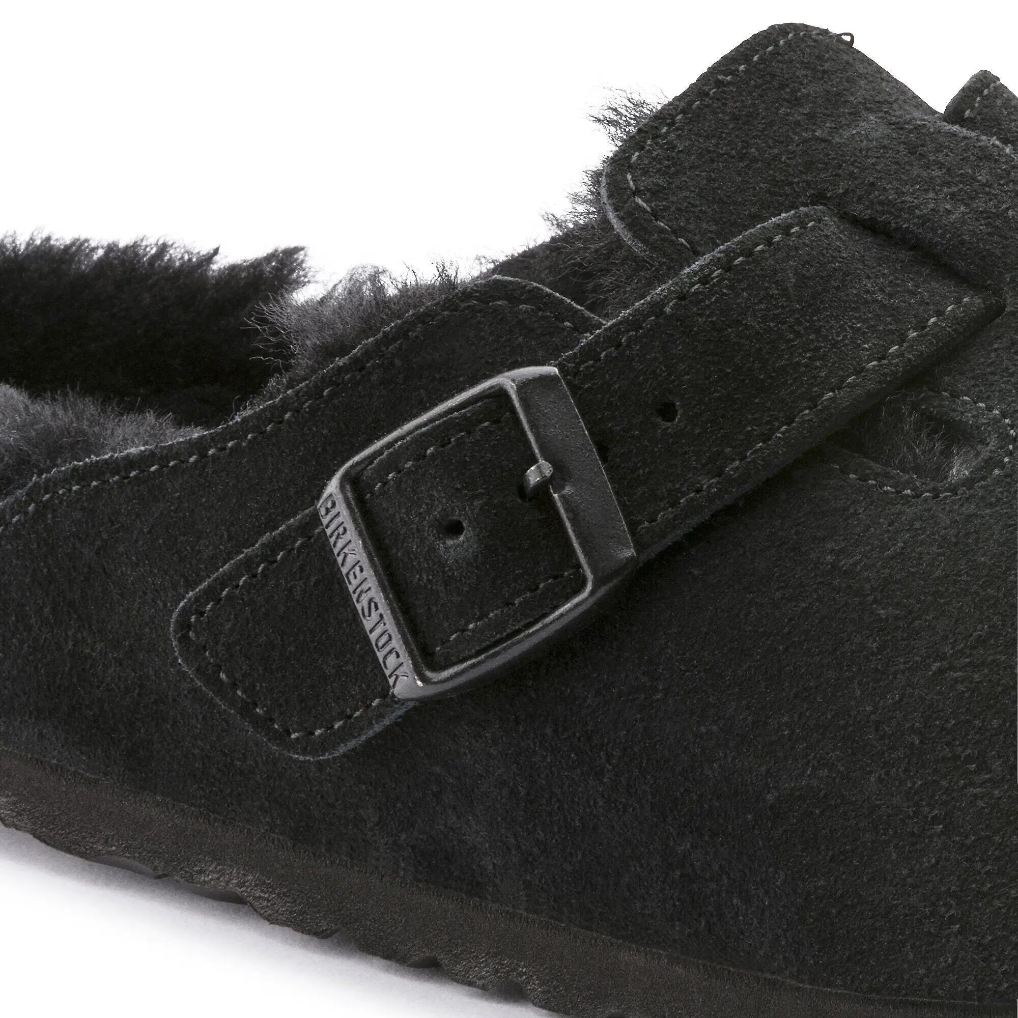 Product image 5 of 9 of Birkenstock Boston Shearling Suede Leather Regular Clogs - Black