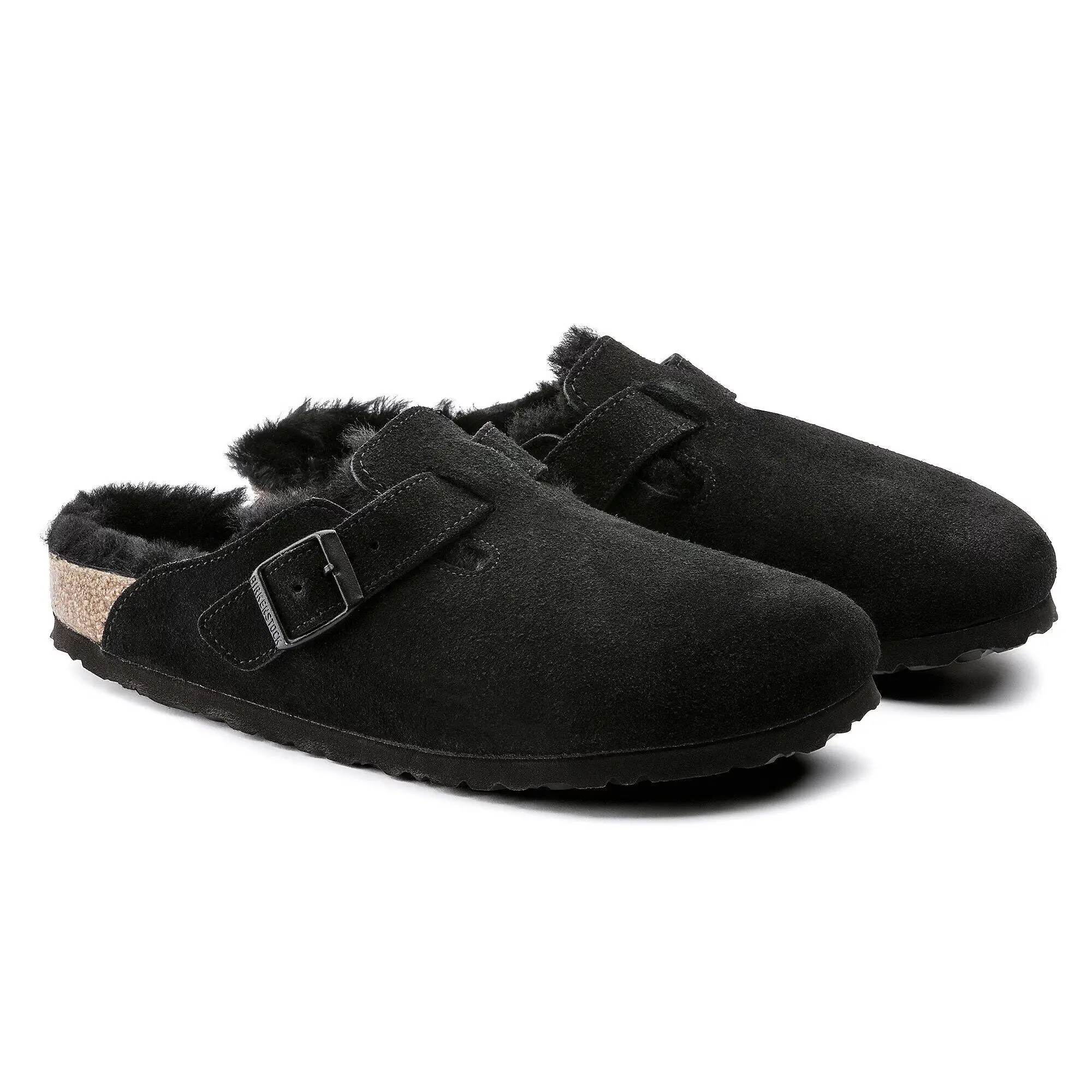 Product image 8 of 9 of Birkenstock Boston Shearling Suede Leather Regular Clogs - Black