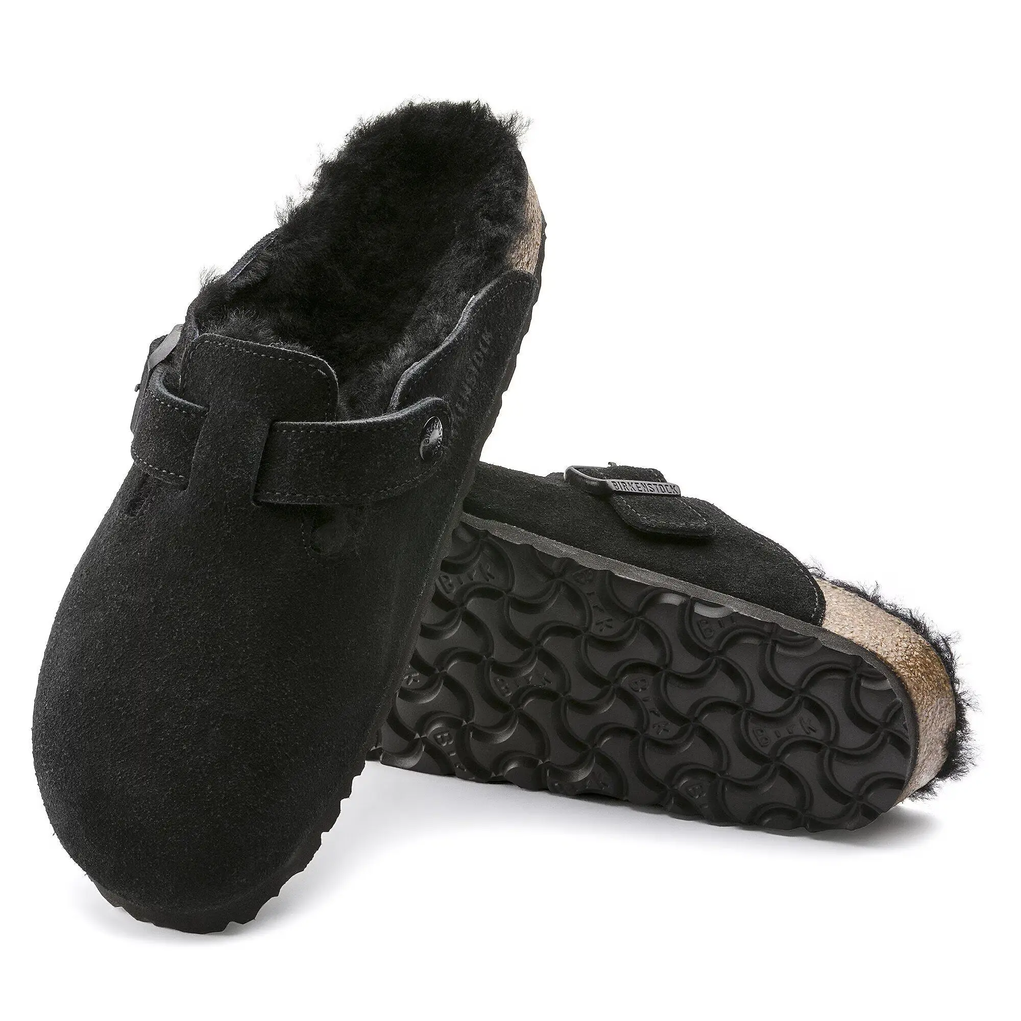 Product image 9 of 9 of Birkenstock Boston Shearling Suede Leather Regular Clogs - Black