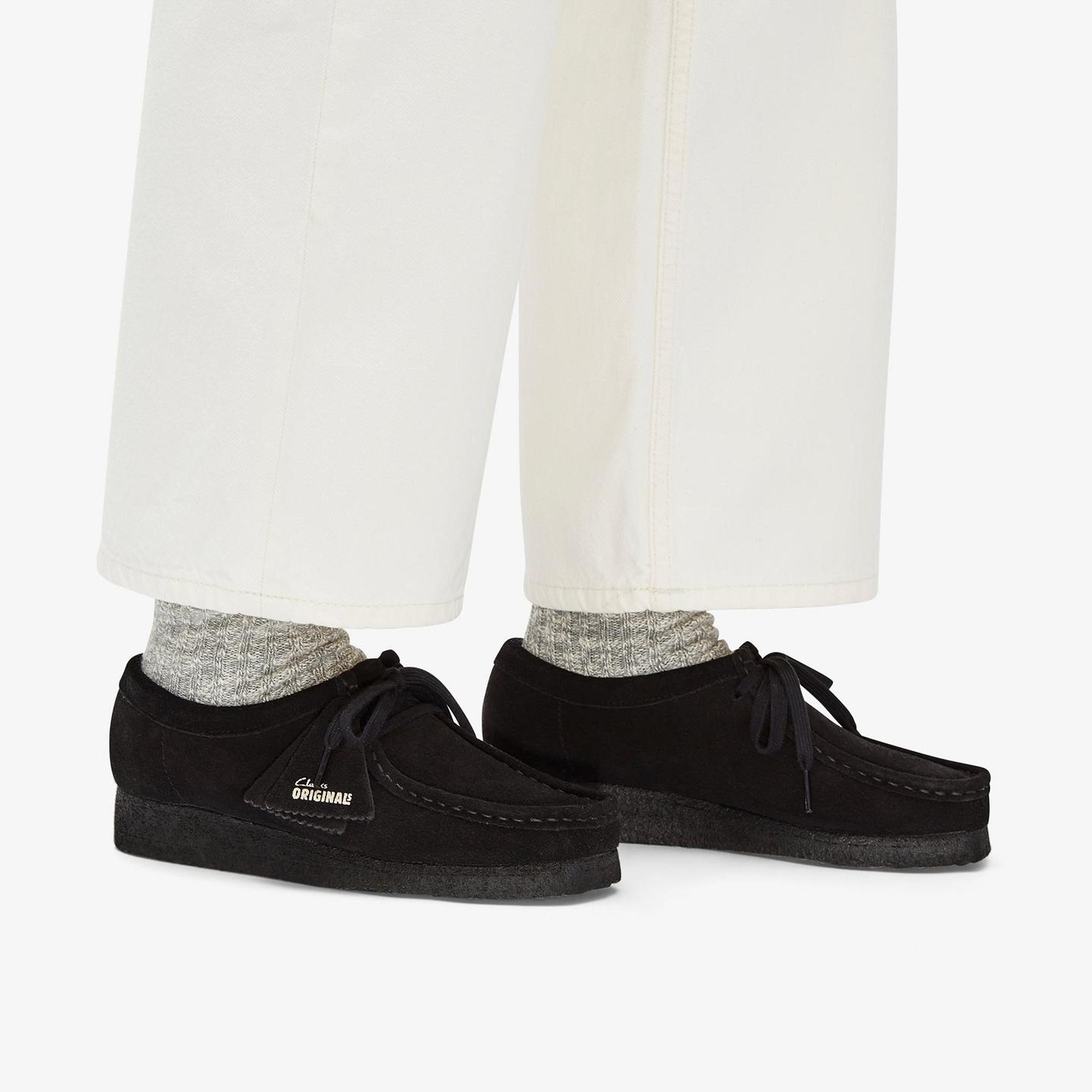 Clarks Originals Women's Wallabee Shoes - Black Suede | British Attire