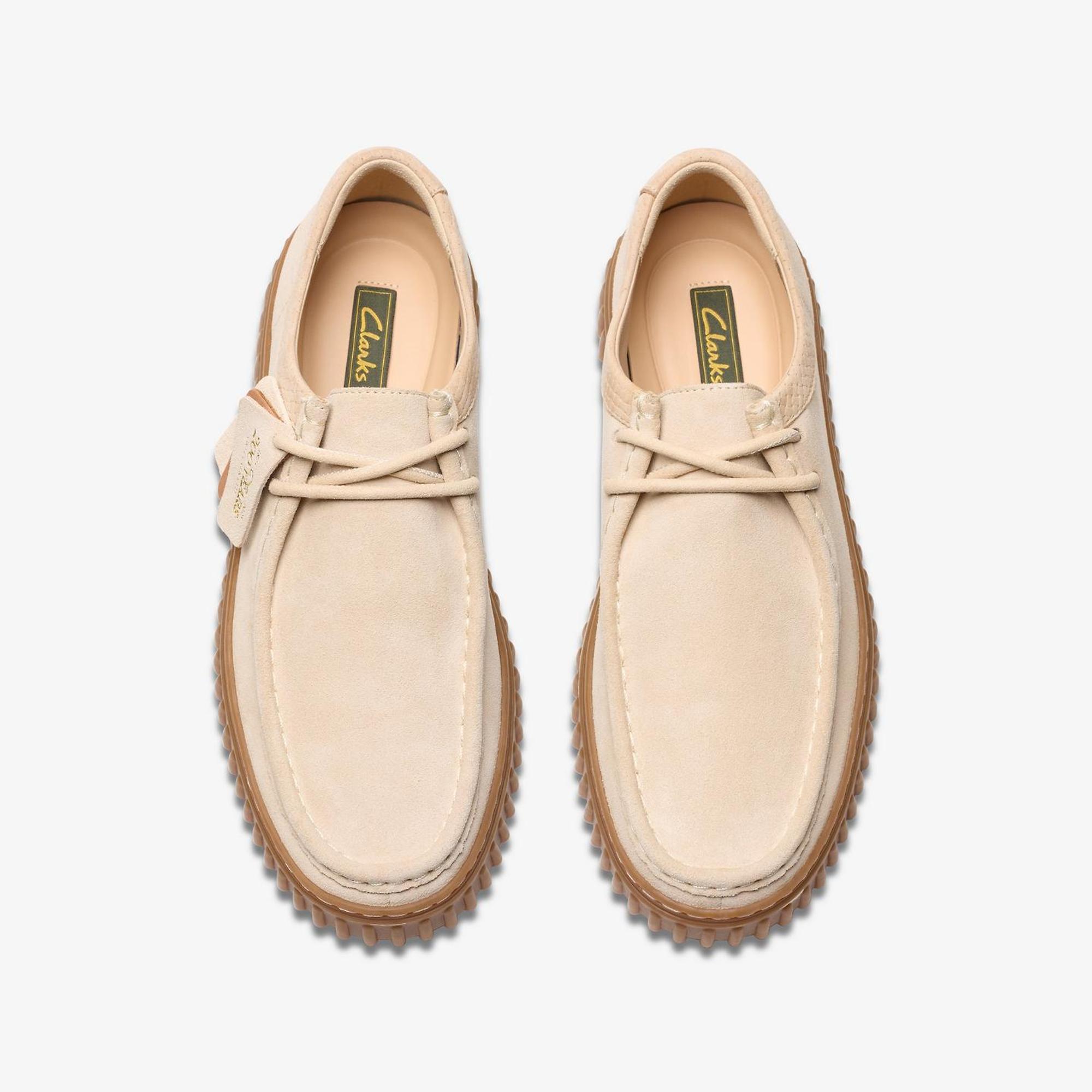 Clarks Torhill Lo Suede Shoe - Ecru Suede | British Attire