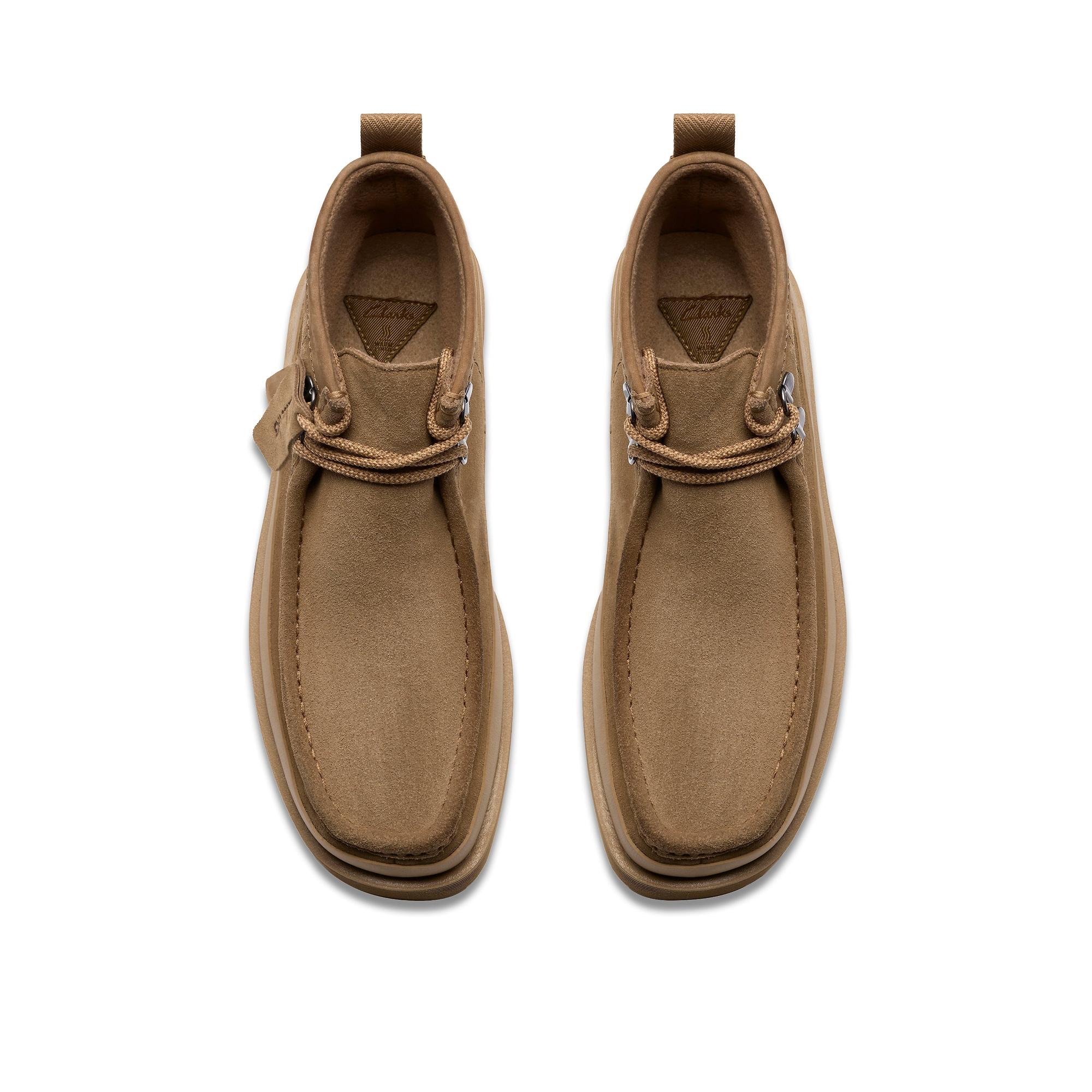 Clarks Men's Wallabee FTR2 Hi Boots - Dark Sand Suede | British Attire