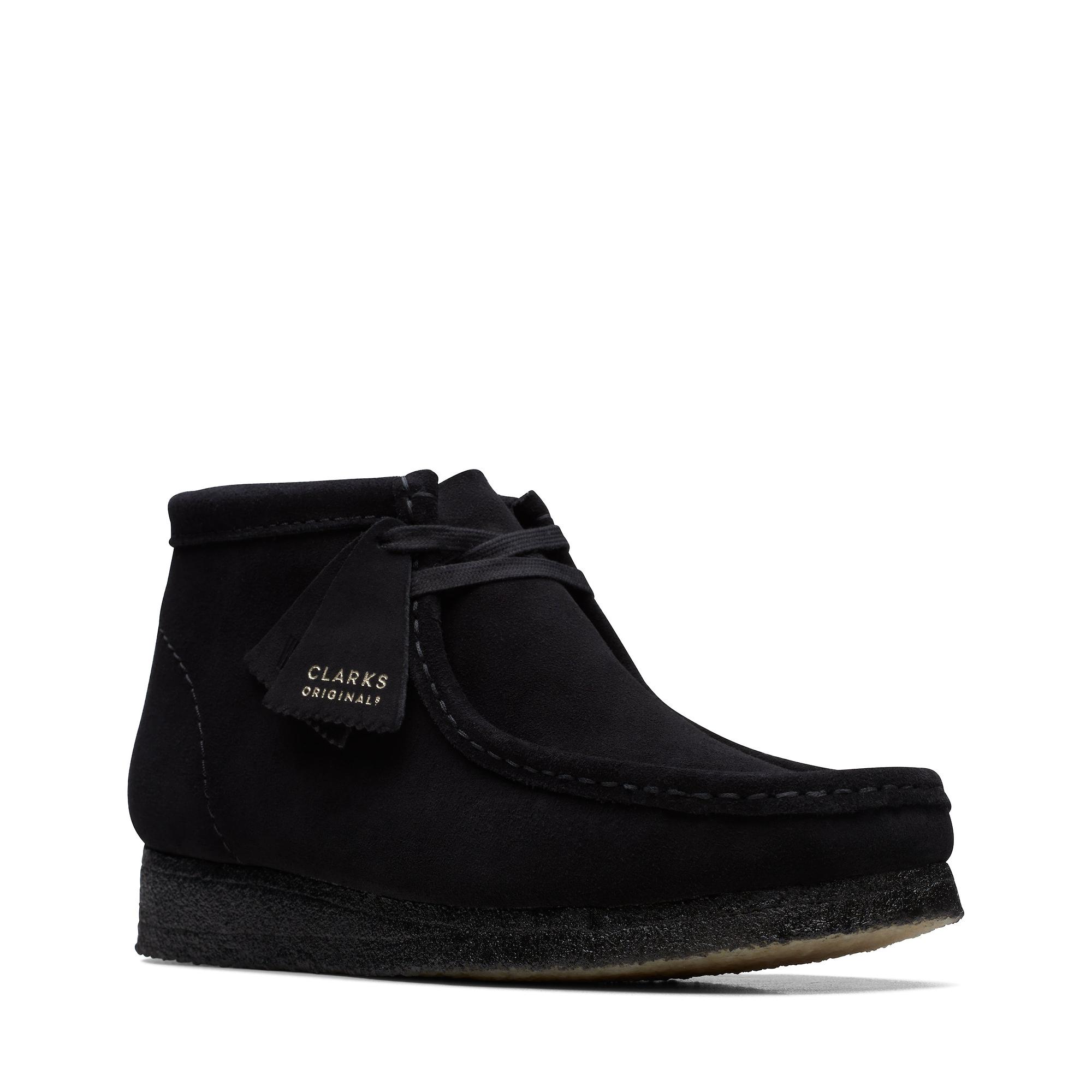 Clarks Originals Men's Wallabee Boots - Black Suede | British Attire
