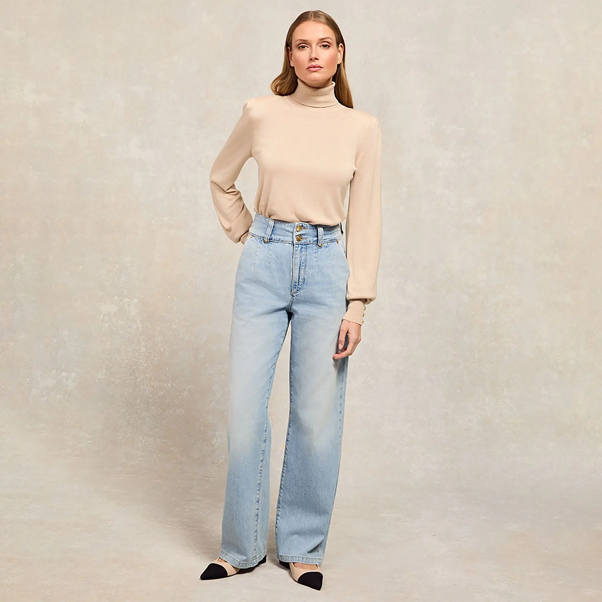 Product image 2 of 9 of Holland Cooper Women's Tailored Wide Leg Jeans - Vintage Indigo