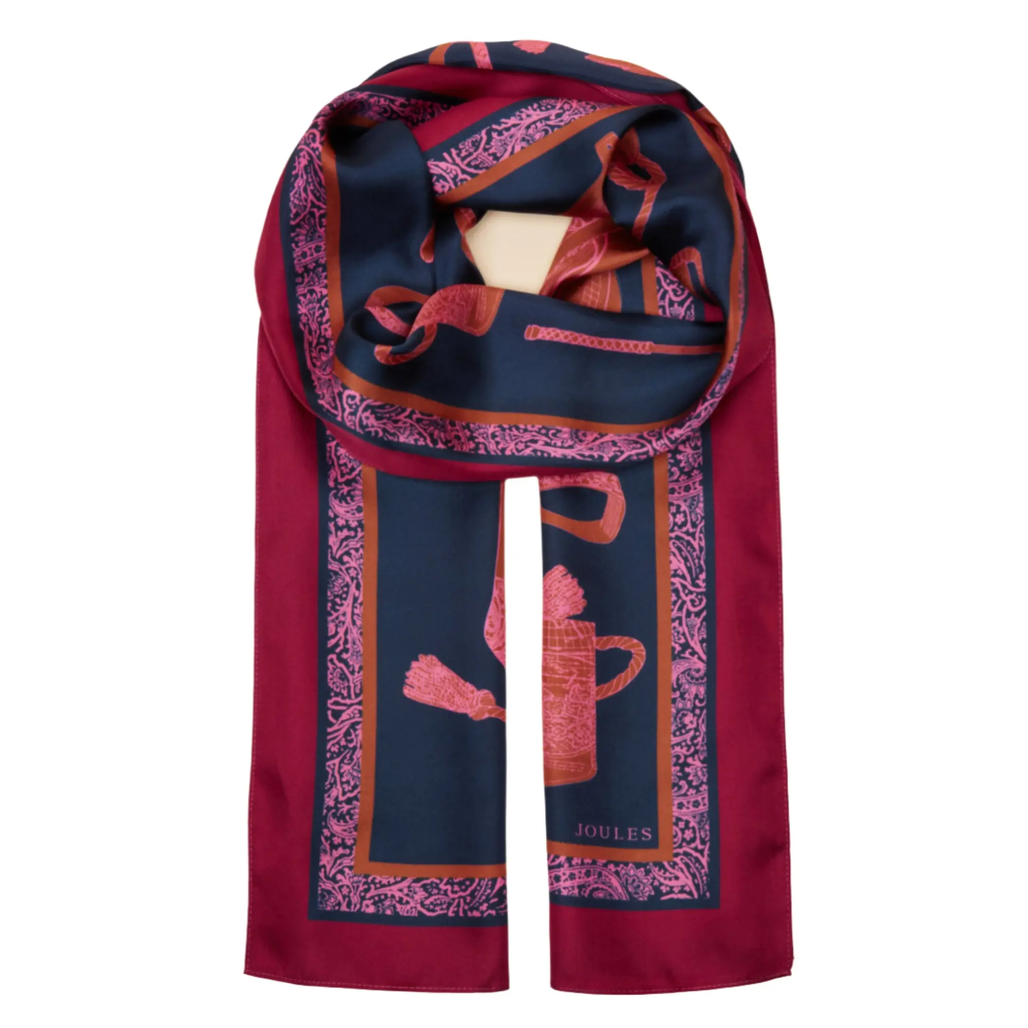 Product image 1 of 8 of Joules Women's Windsor Long Silk Scarf - Navy