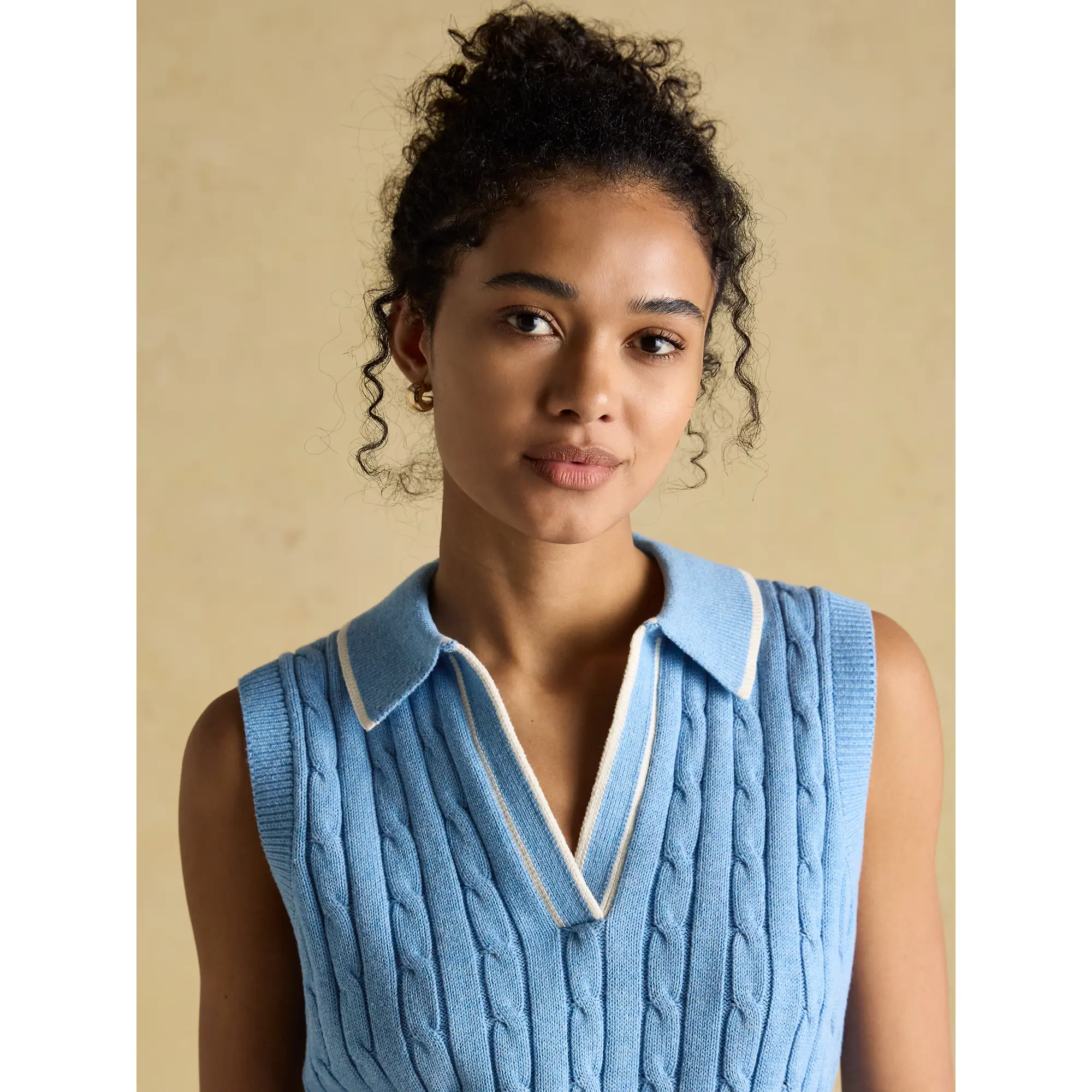 Product image 3 of 6 of Joules Women's Janey Collar Cable Knit Tank - Blue