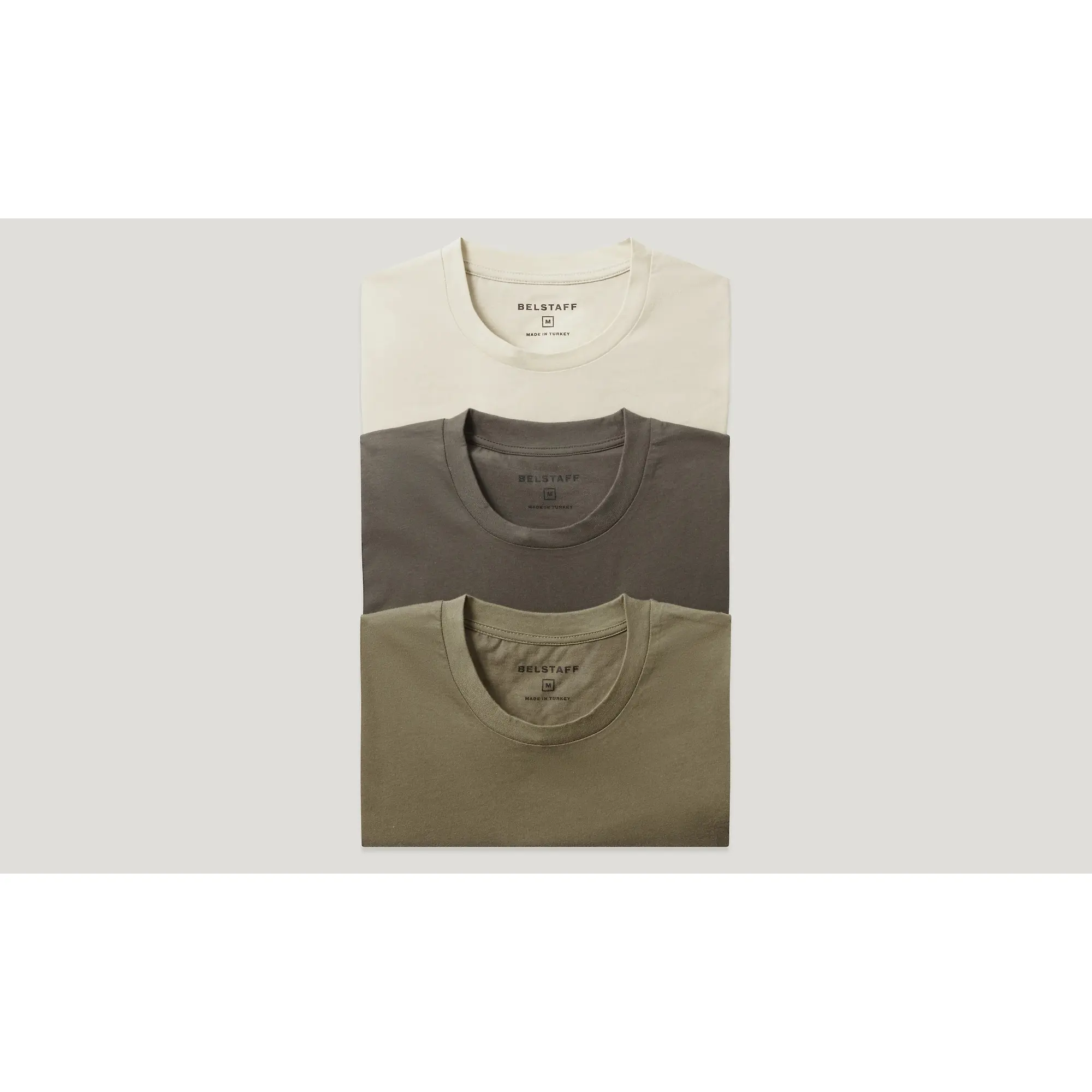 Product image 6 of 6 of Belstaff Men's 3 Pack Cotton Jersey T-Shirt - Olive / Khaki Green / Pale Stone