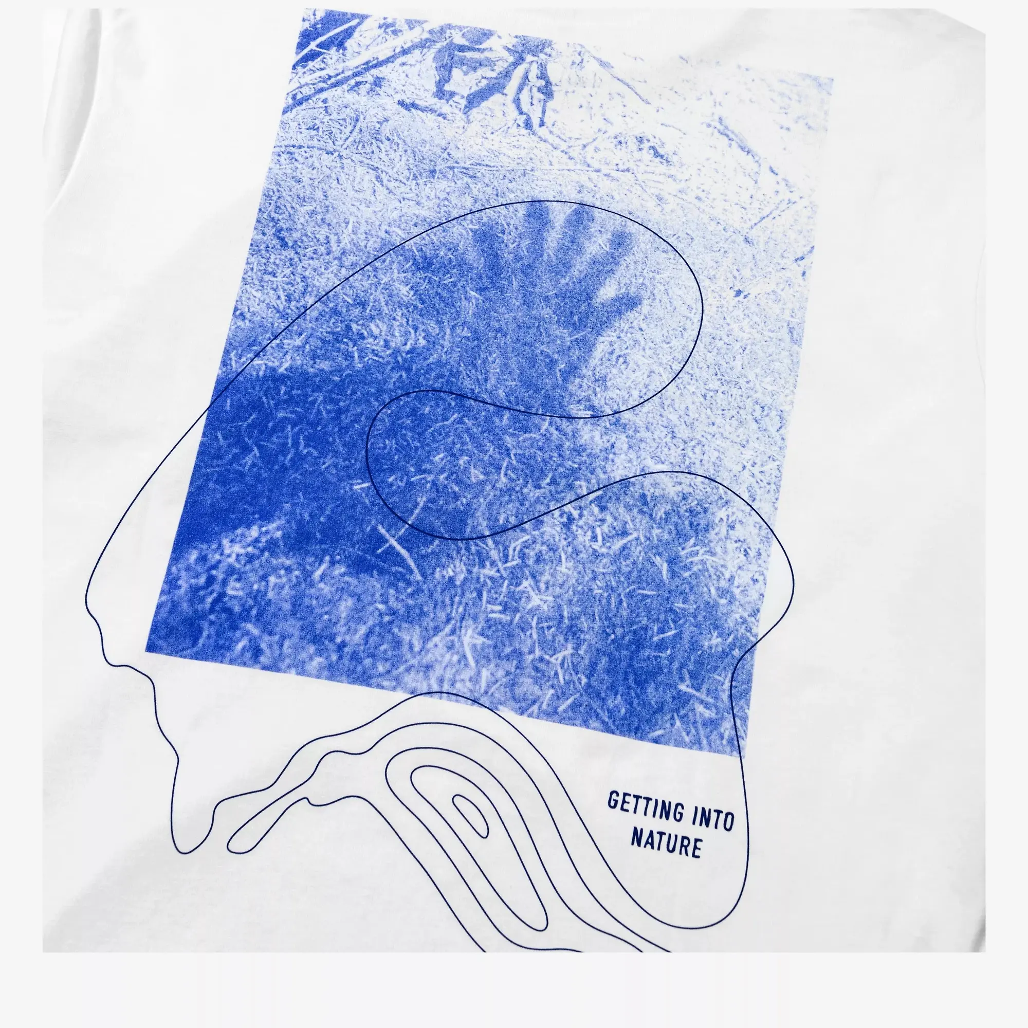 Product image 7 of 9 of Elliker Unisex Rill Hand Print Short Sleeve T-Shirt - White