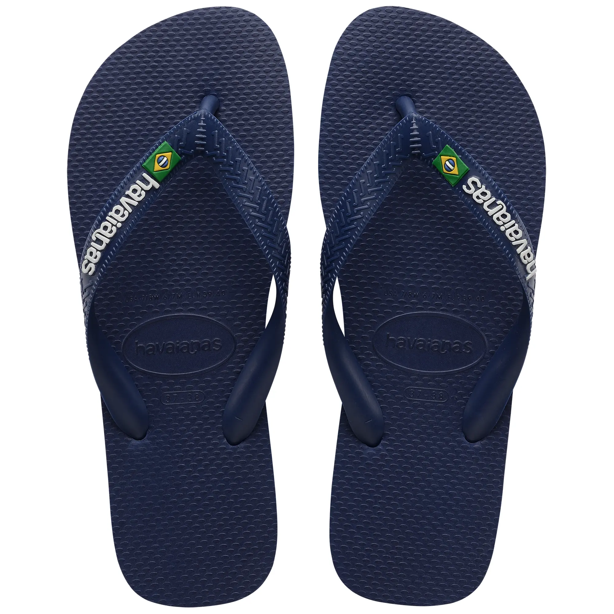 Product image 1 of 5 of Havaianas Unisex Brasil Logo Flip Flops - Navy Blue