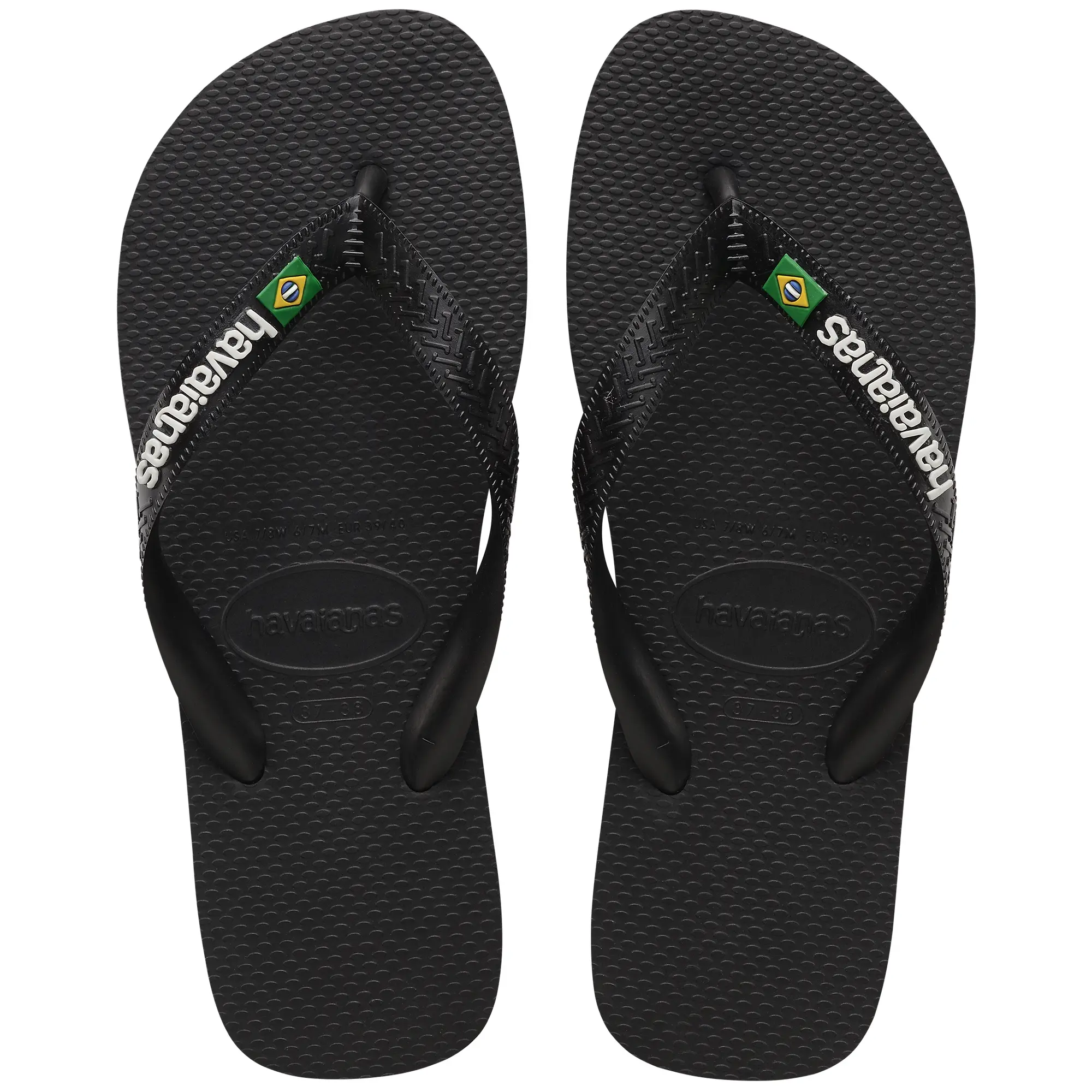 Product image 1 of 8 of Havaianas Unisex Brasil Logo Flip Flops - Black/Black