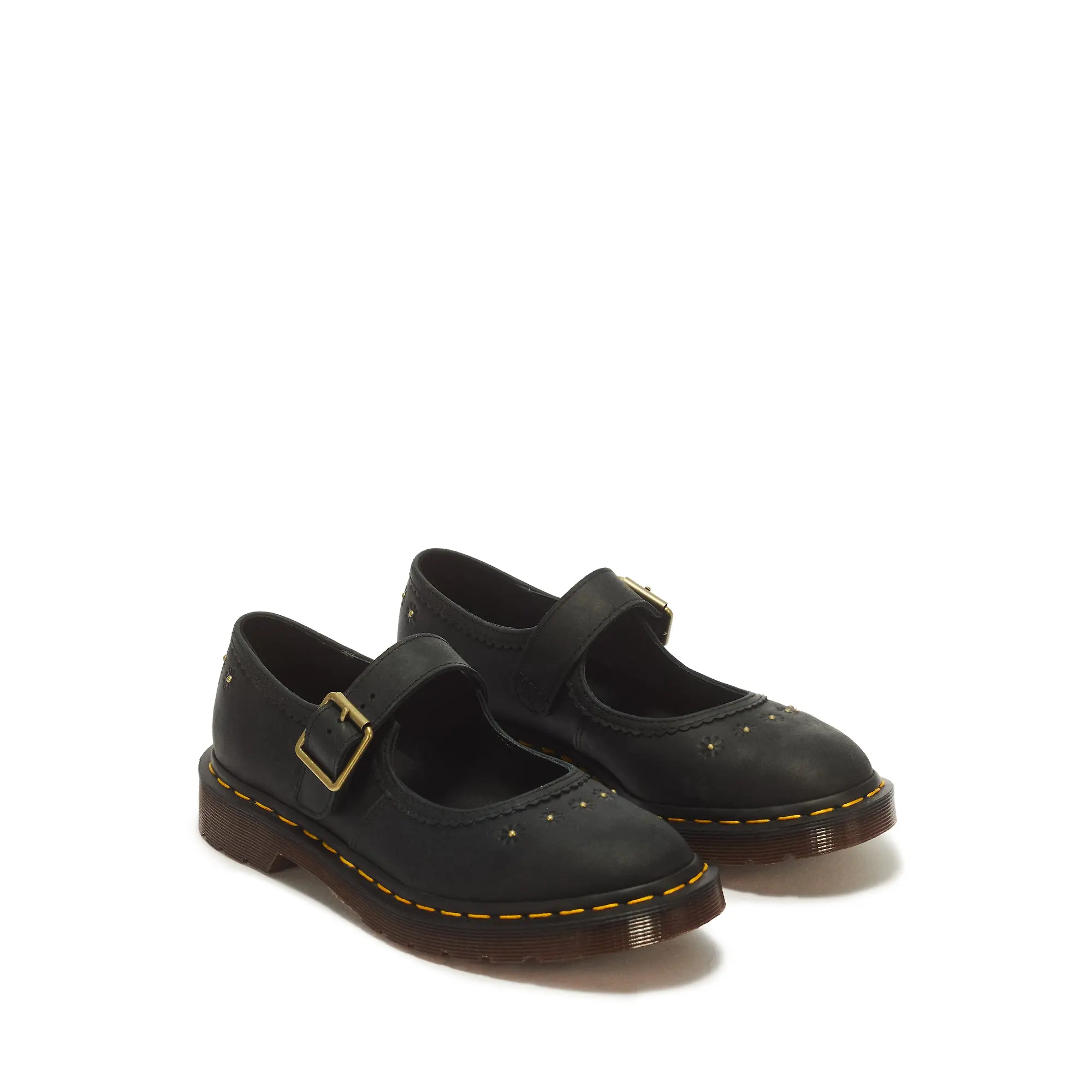 Product image 4 of 7 of Dr Martens Women's Mary Jane Flower Crazy Horse Shoes - Black