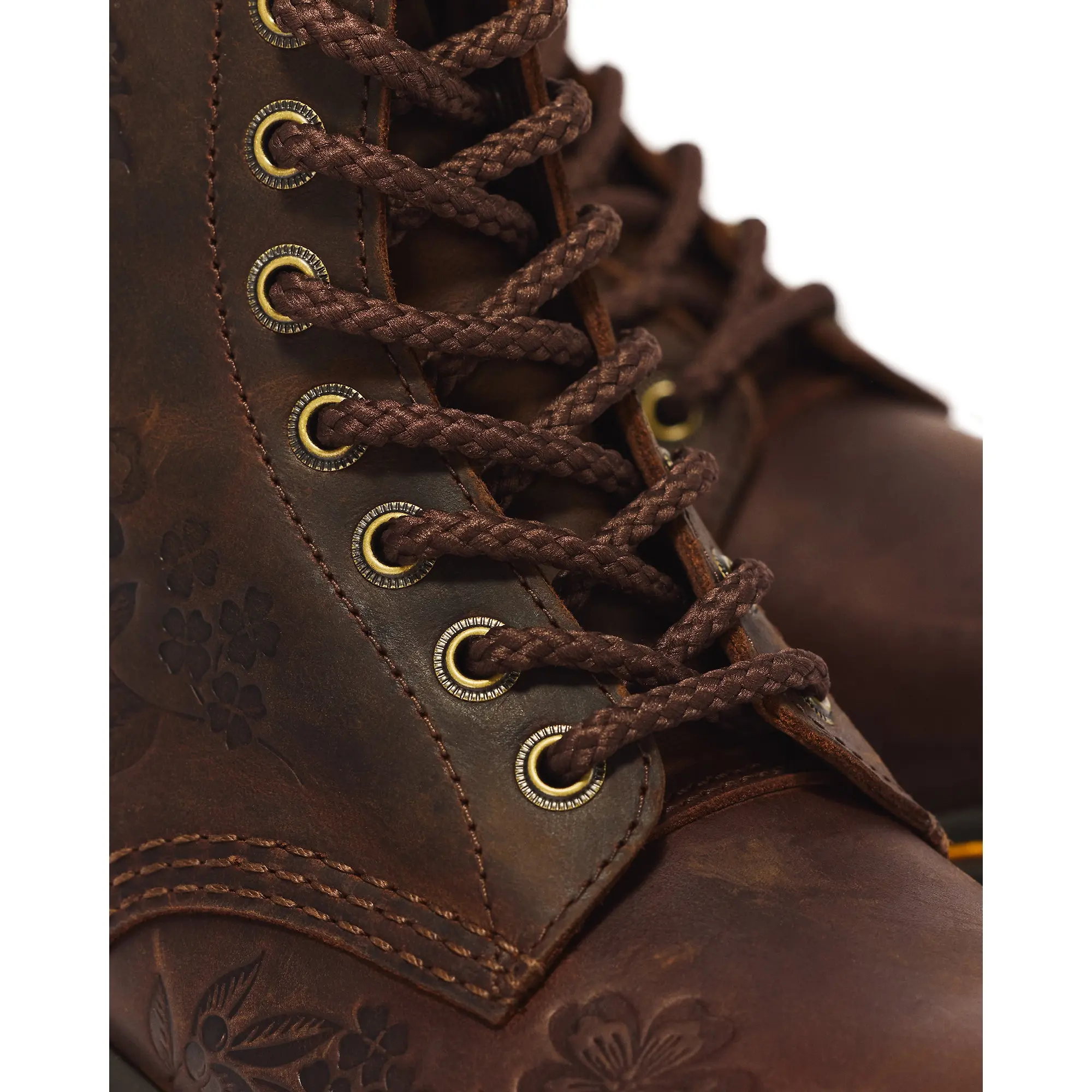 Product image 2 of 7 of Dr Martens Women's 1460 Pascal Deboss Floral 8 Eye Crazy Horse Leather Boots - Dark Brown