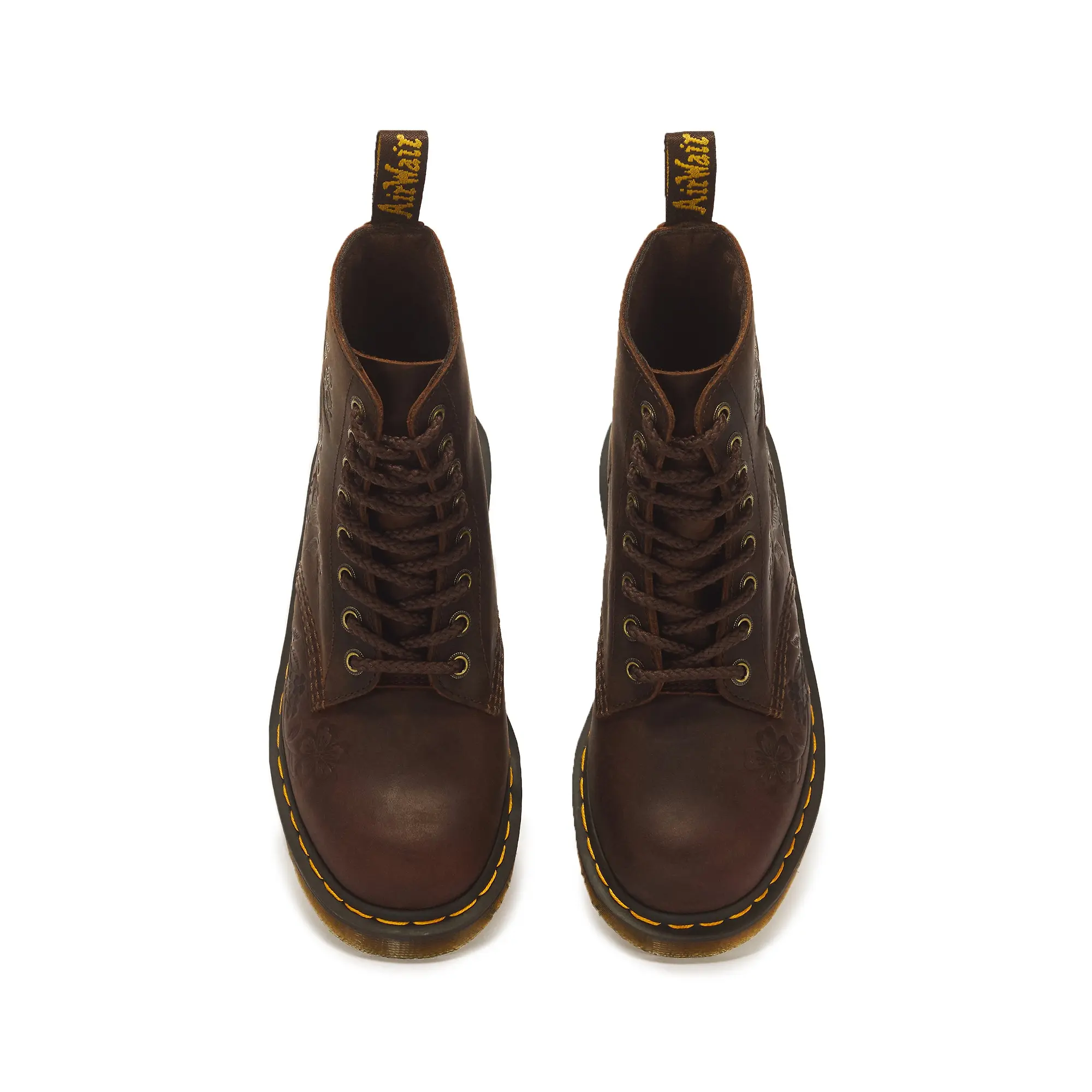 Product image 3 of 7 of Dr Martens Women's 1460 Pascal Deboss Floral 8 Eye Crazy Horse Leather Boots - Dark Brown