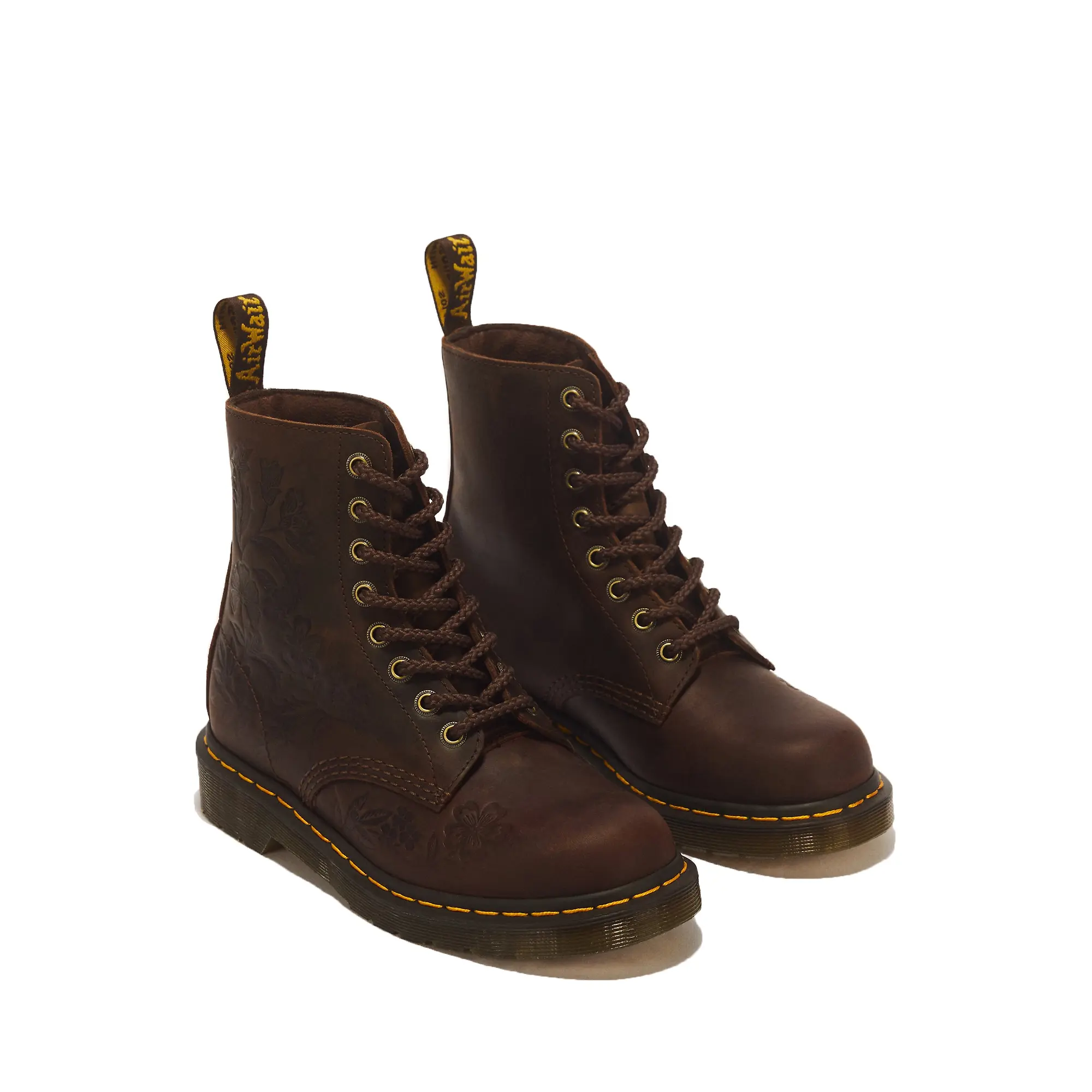 Product image 4 of 7 of Dr Martens Women's 1460 Pascal Deboss Floral 8 Eye Crazy Horse Leather Boots - Dark Brown