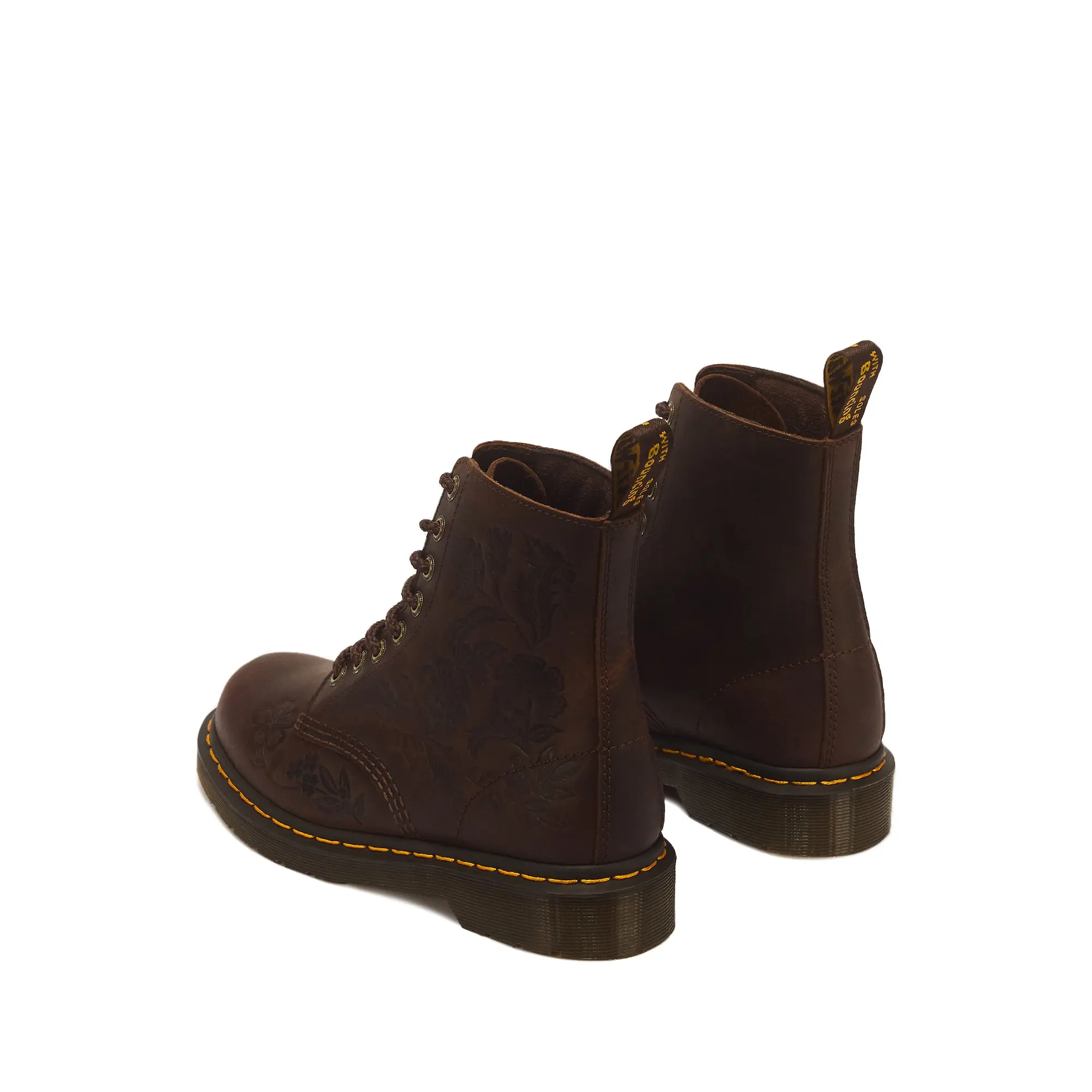 Product image 5 of 7 of Dr Martens Women's 1460 Pascal Deboss Floral 8 Eye Crazy Horse Leather Boots - Dark Brown