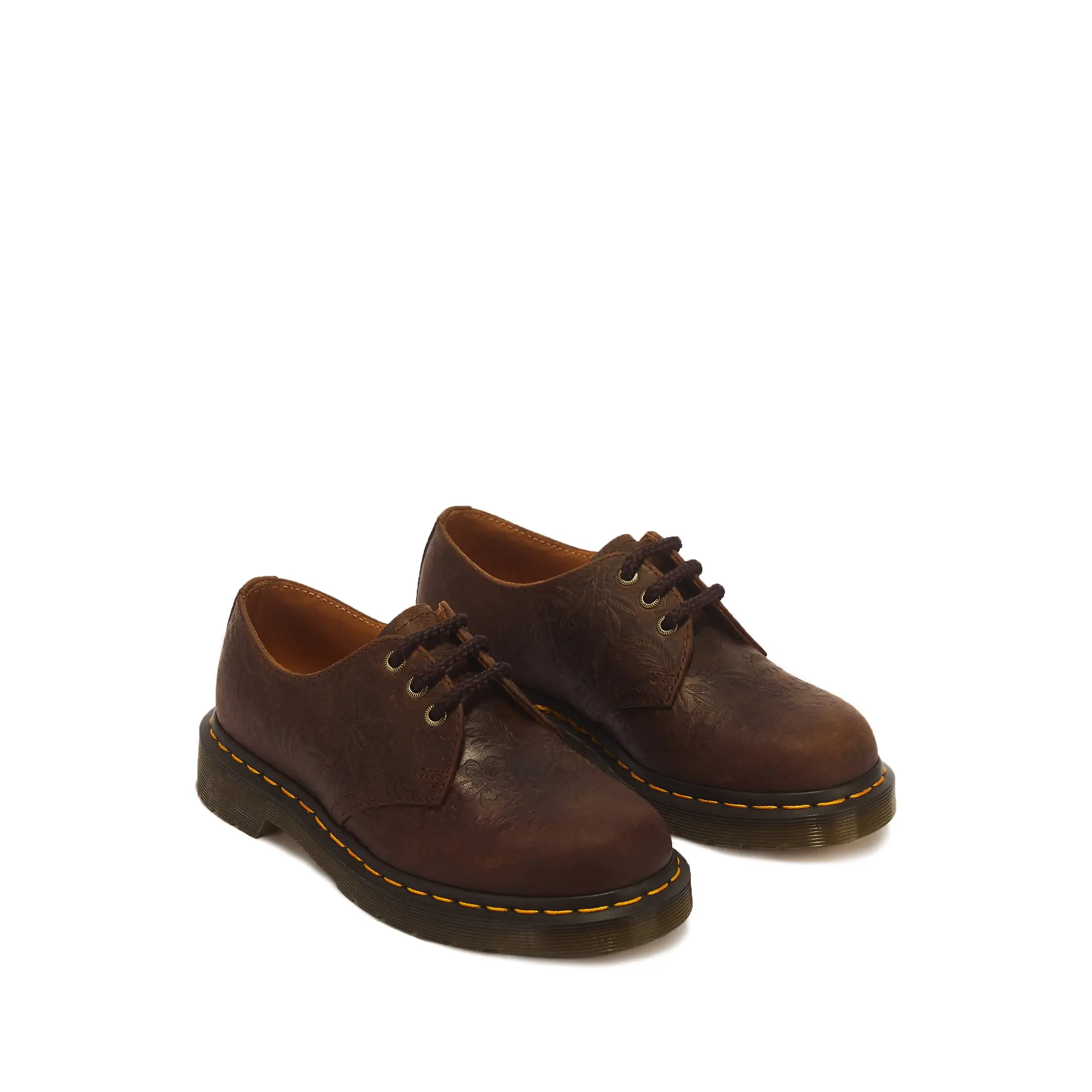 Product image 5 of 8 of Dr Martens Women's 1461 Floral Emboss 3 Eye Crazy Horse Leather Shoes - Dark Brown