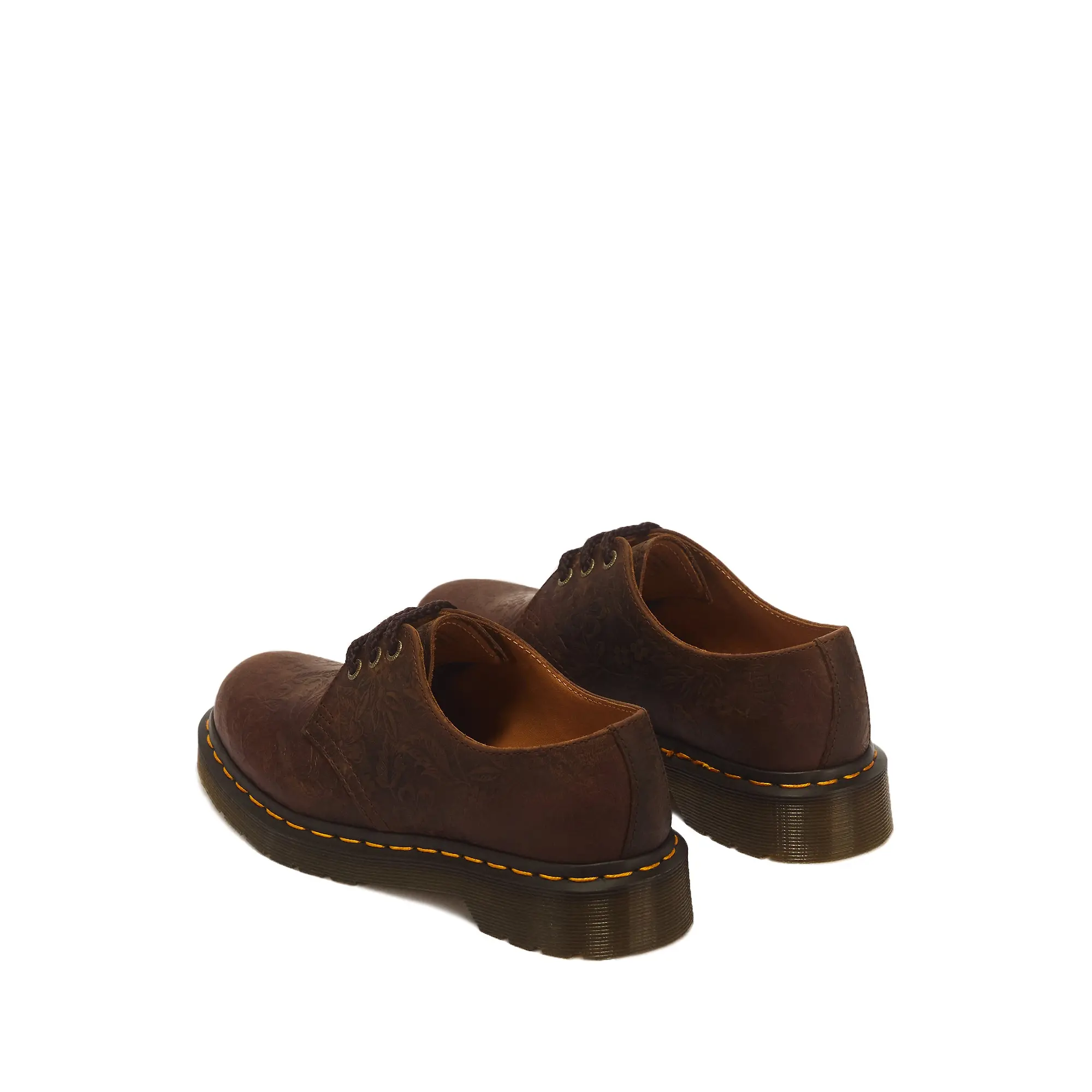 Product image 6 of 8 of Dr Martens Women's 1461 Floral Emboss 3 Eye Crazy Horse Leather Shoes - Dark Brown