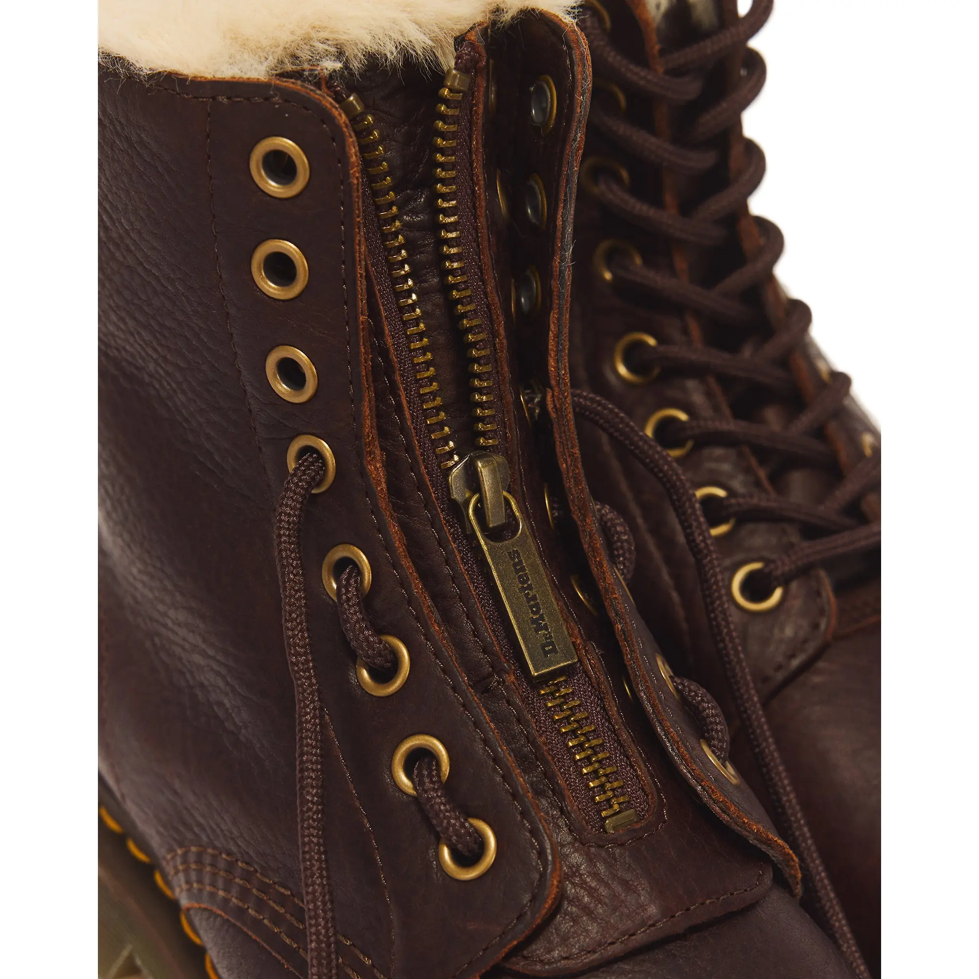 Product image 3 of 8 of Dr. Martens Women's 1460 Serena Zip 8 Eye Grizzly Leather Boots - Dark Brown